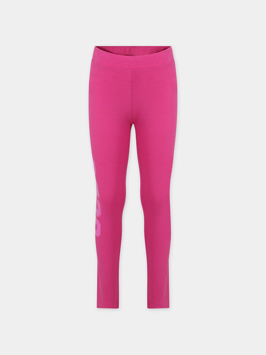 Leggins fucsia per bambina con logo,Gcds Kids,DEP003 LBA11 50605 