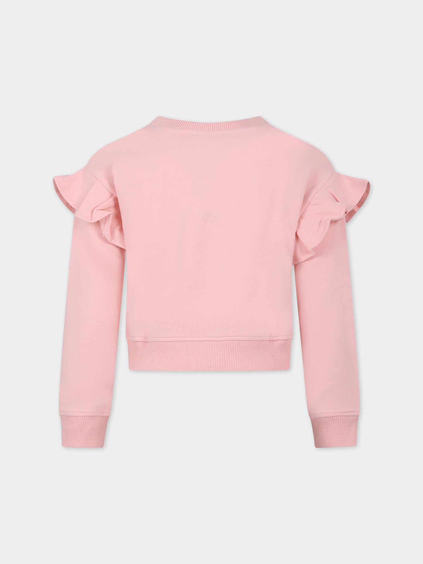 Felpa rosa per bambina con Teddy Bear e logo,Moschino Kids,HDF05B LDA53 50209