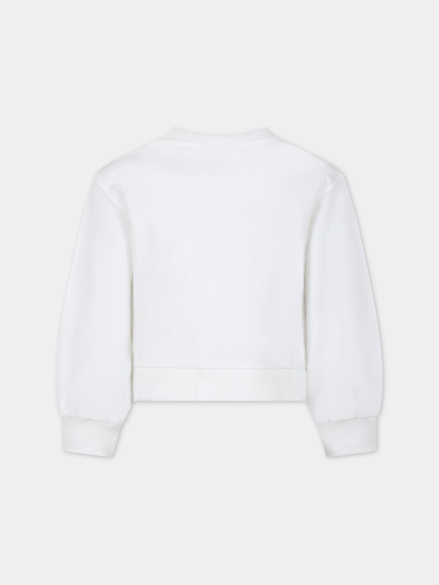 Felpa bianca per bambina con Teddy Bear e cuore,Moschino Kids,HDF05E LDA14 10063