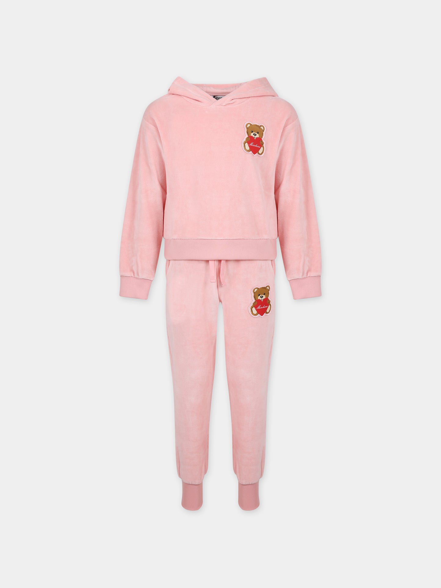 Completo rosa per bambina con Teddy Bears e logo,Moschino Kids,HDK02L LGA07 50209