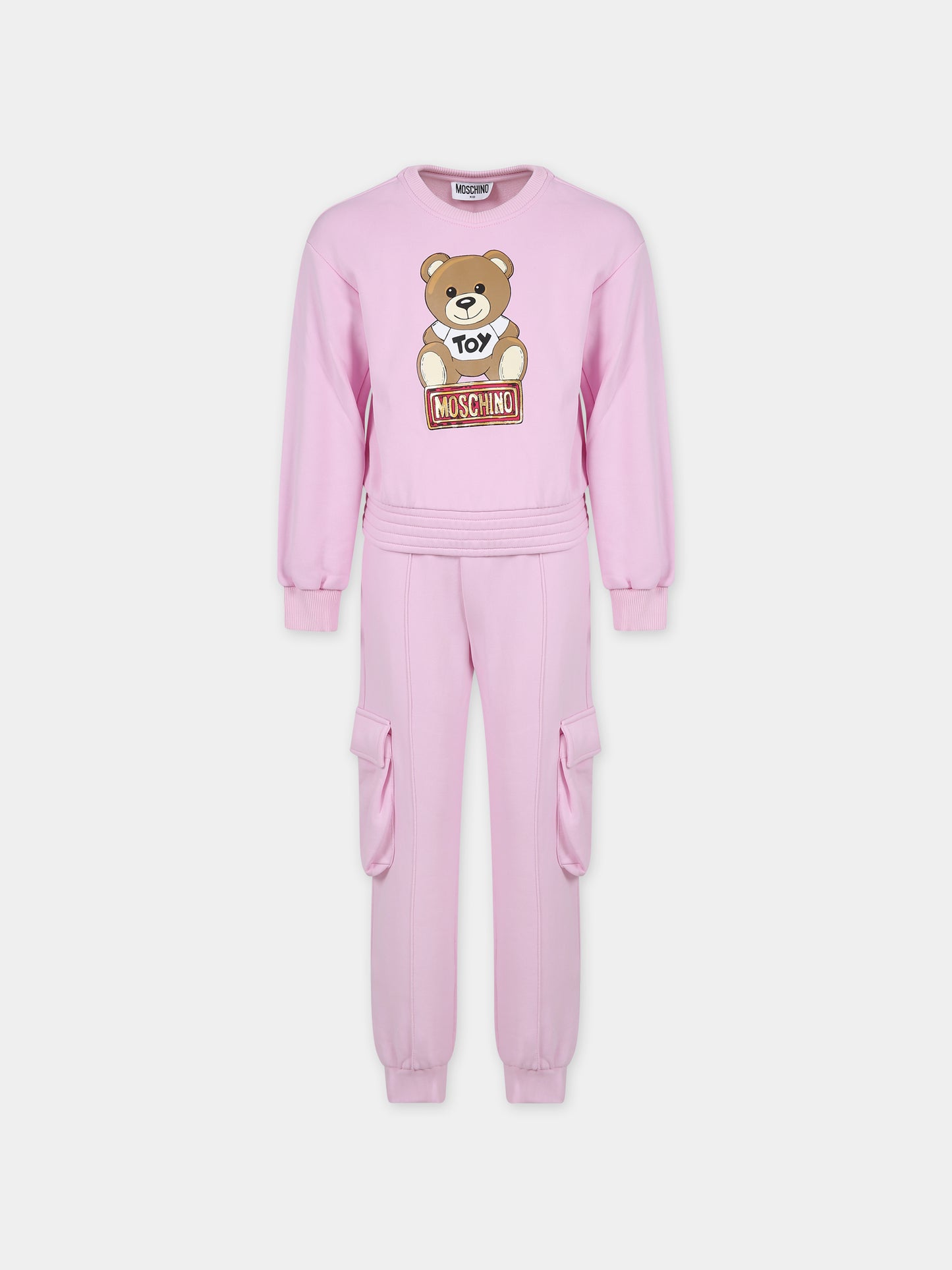 Completo rosa per bambina con Teddy Bear e logo,Moschino Kids,HDK02O LCA55 51684