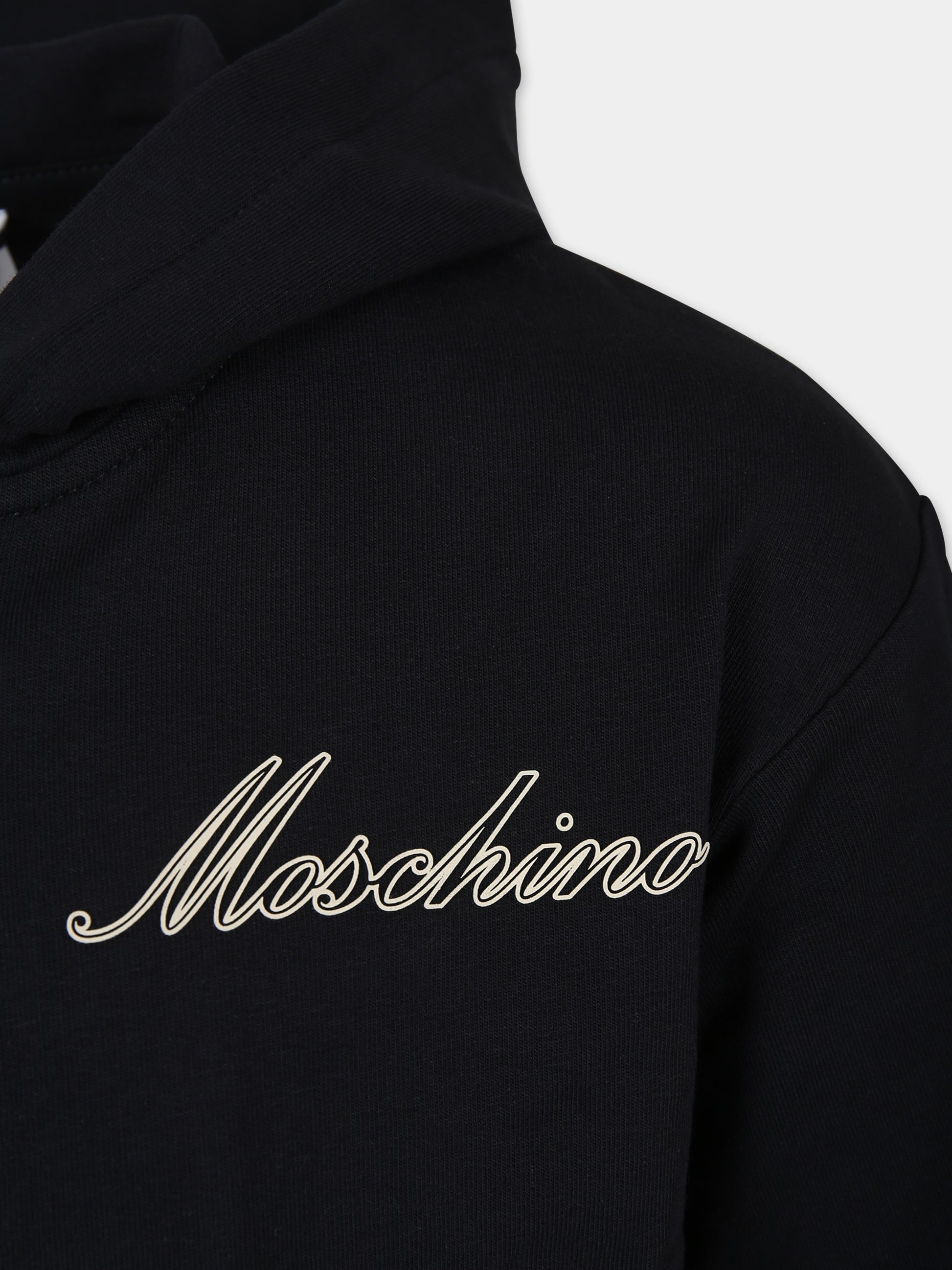 Completo nero per bambina con logo,Moschino Kids,HDK02S LDA16 60100