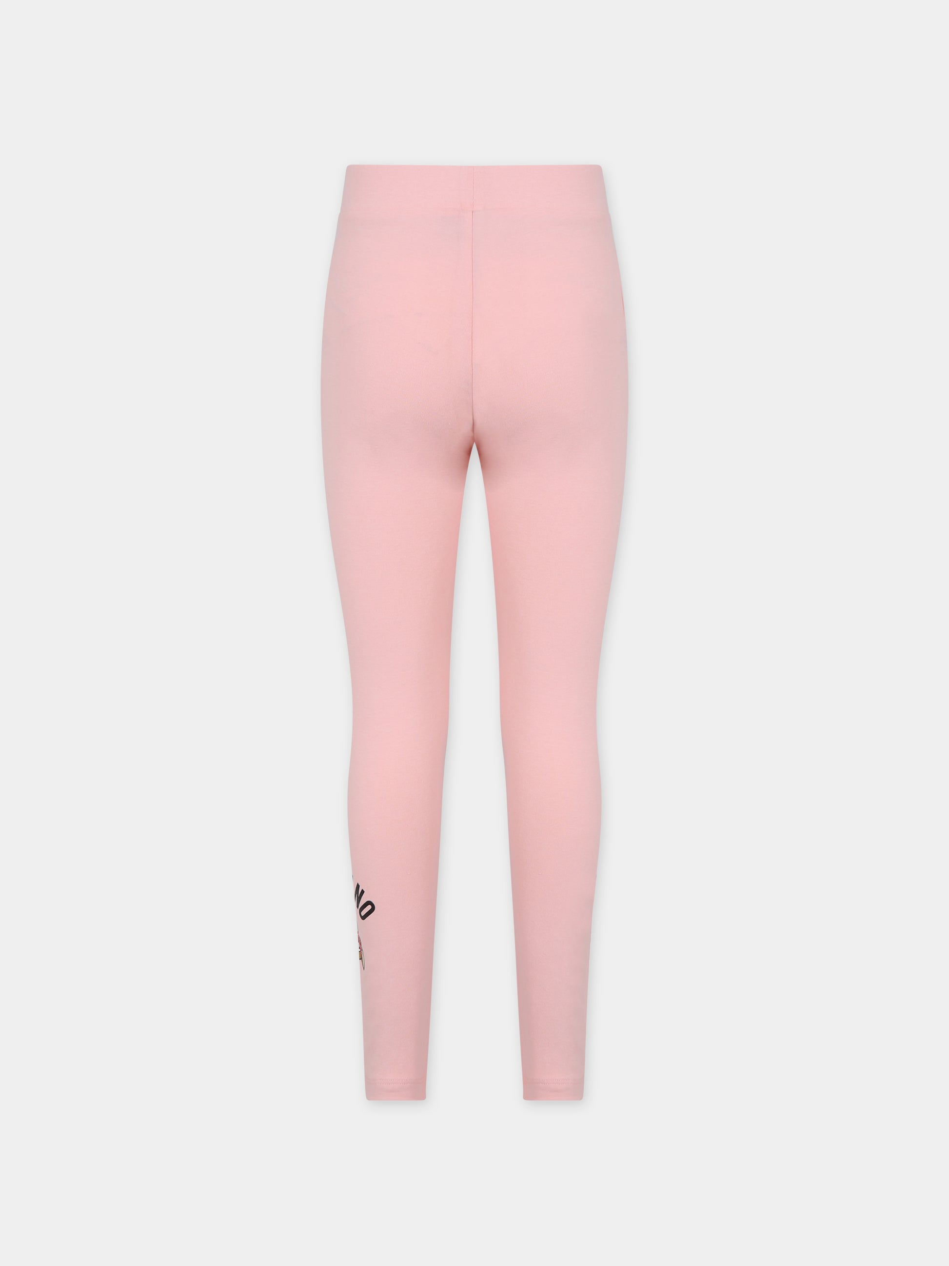 Leggins rosa per bambina con teddy bear,Moschino Kids,HDP05H LBA37 50209