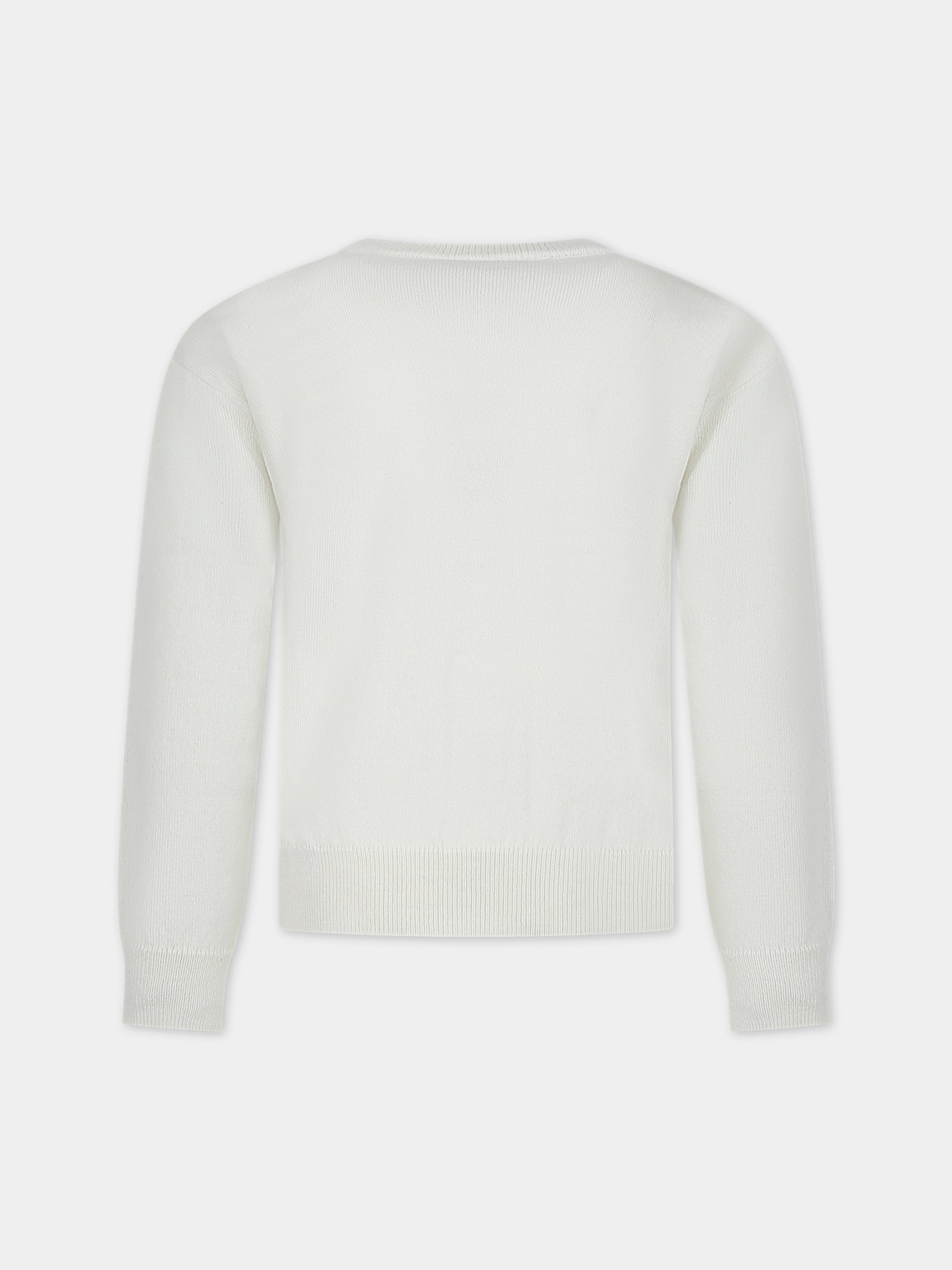 Maglione bianco per bambini con Teddy Bear,Moschino Kids,HNW00T LHE43 10063