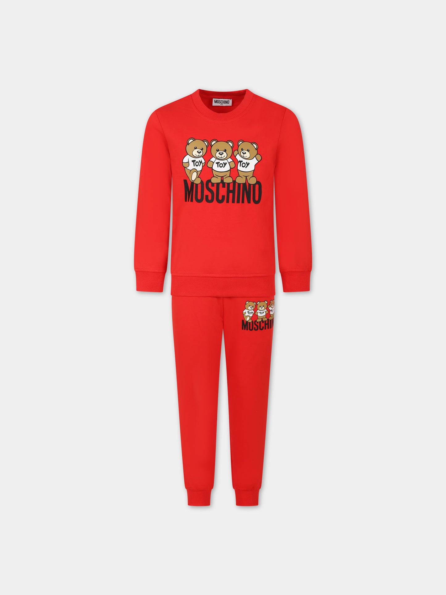 Completo rosso per bambini con Teddy Bears e logo,Moschino Kids,HUK03G LCA40 50109