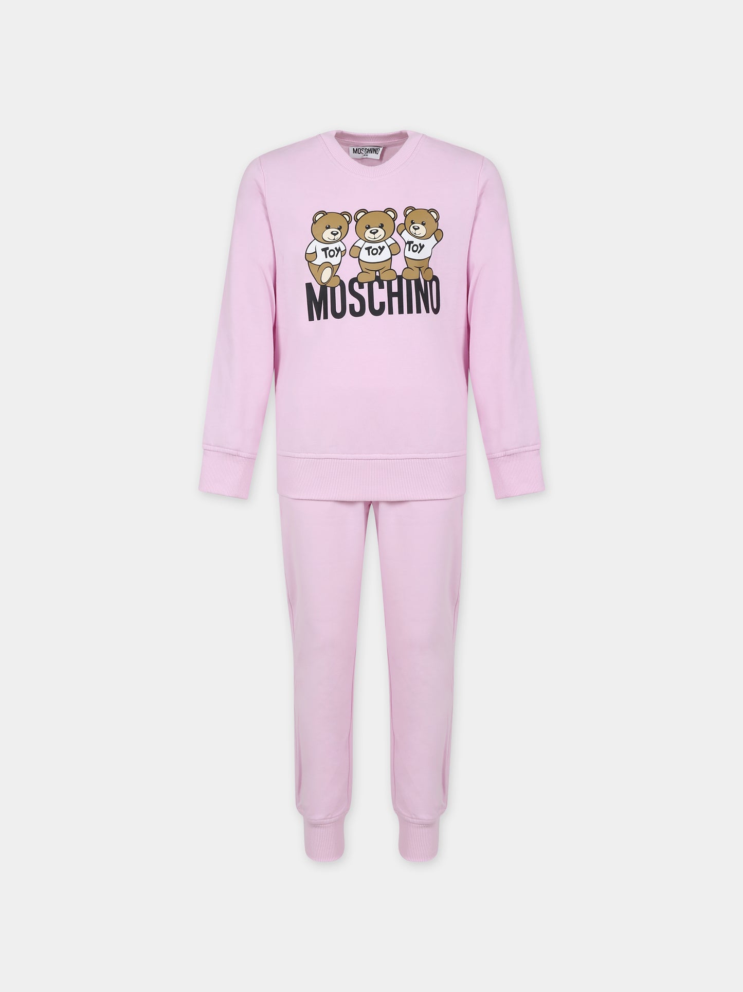 Completo rosa per bambina con Teddy Bears e logo,Moschino Kids,HUK03G LCA40 51684