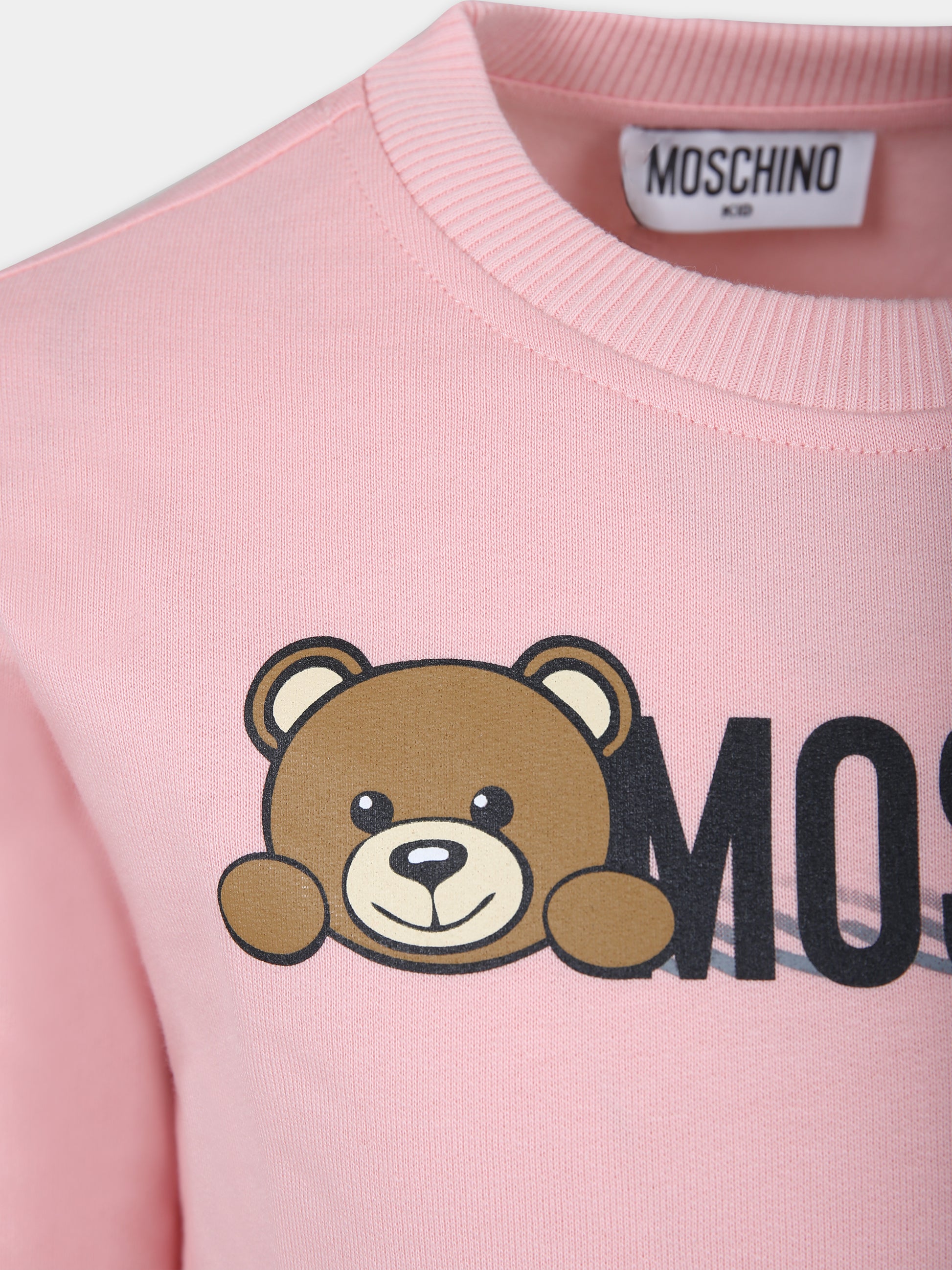 Felpa rosa per bambini con logo,Moschino Kids,HWF05R LCA40 50209