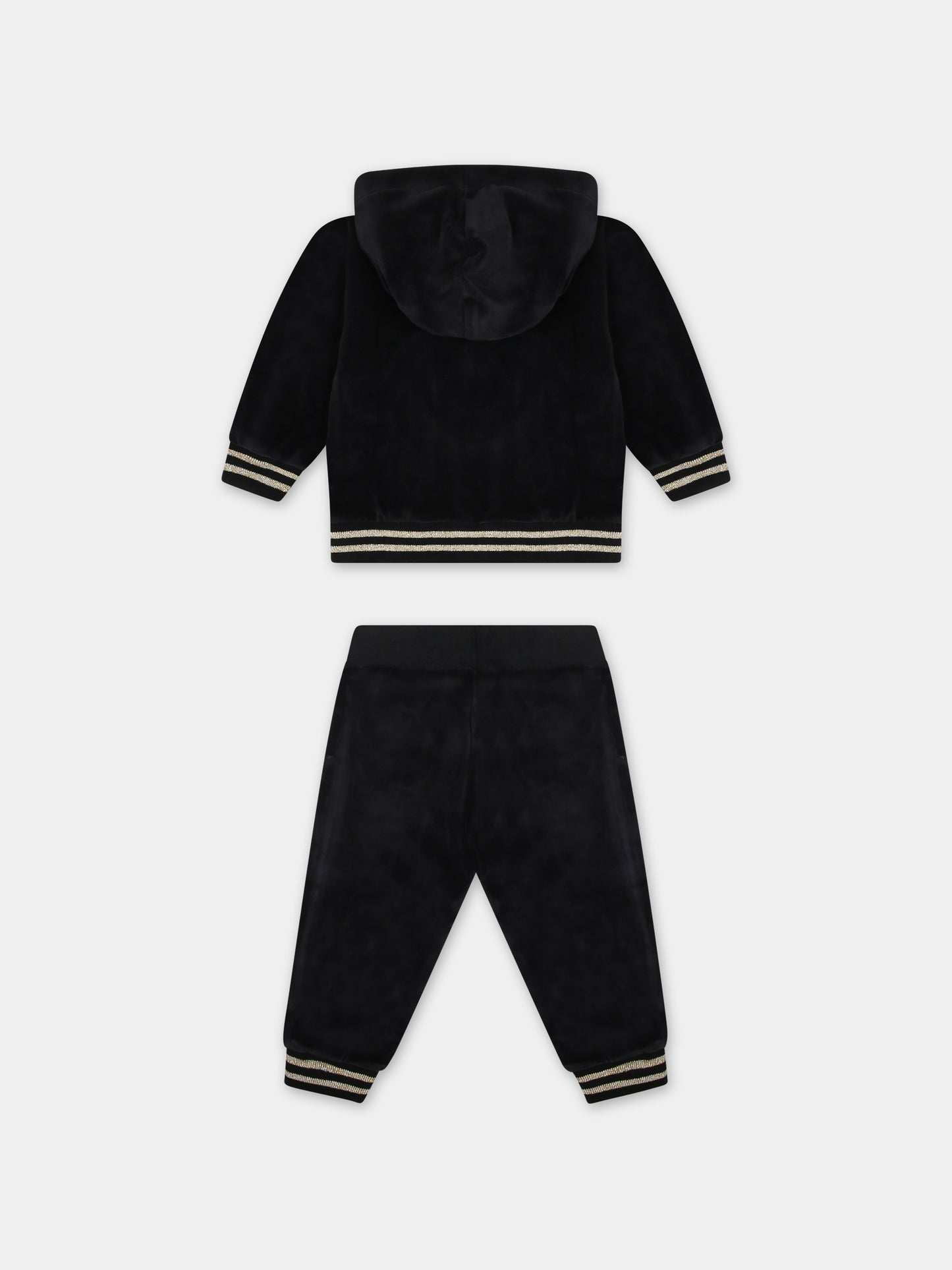 Completo nero in ciniglia per neonata,Moschino Kids,MAK01V LGA07 60100