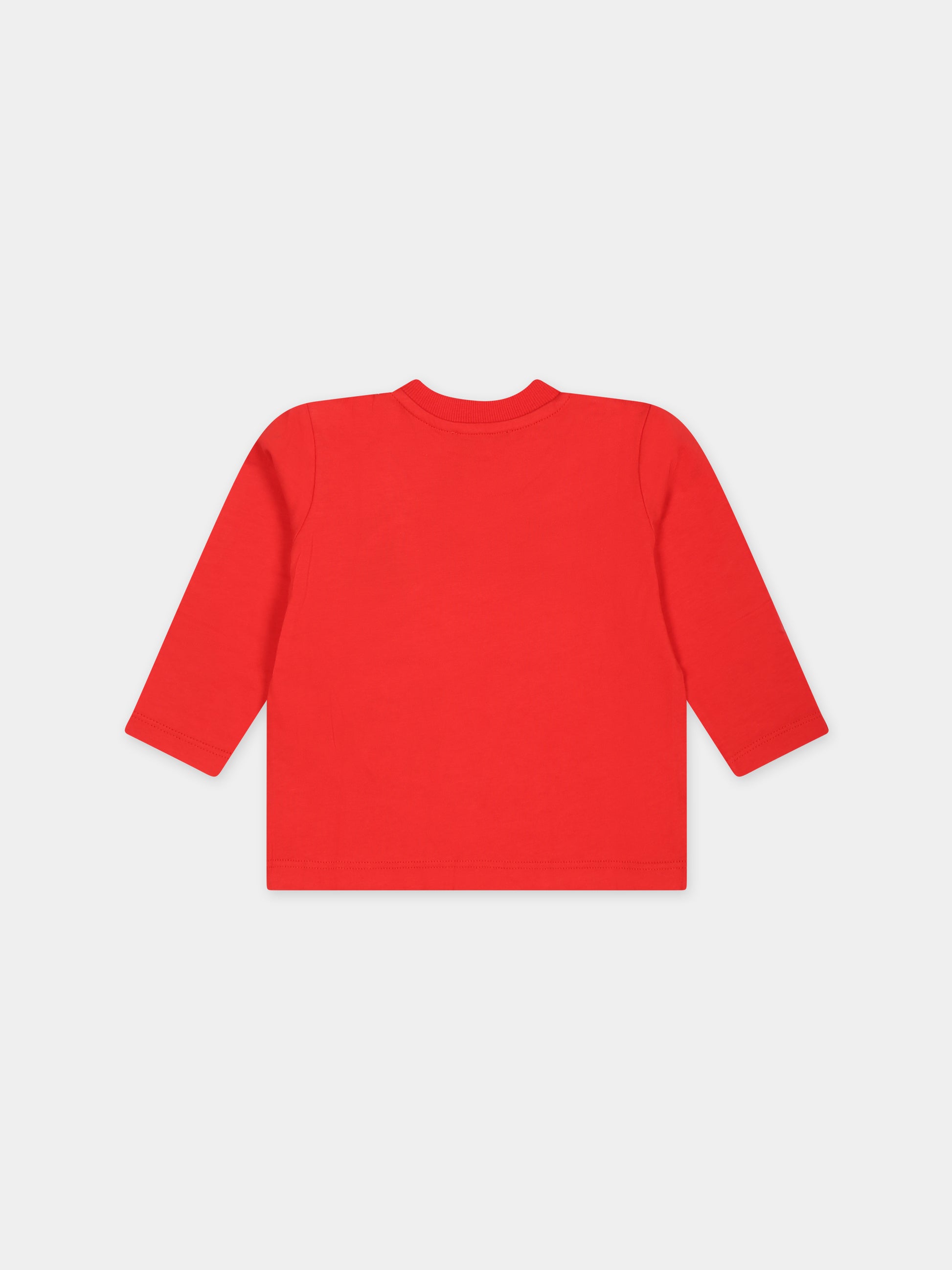 T-shirt rossa per neonati con Teddy Bear e logo,Moschino Kids,MTO00D LAA01 50109