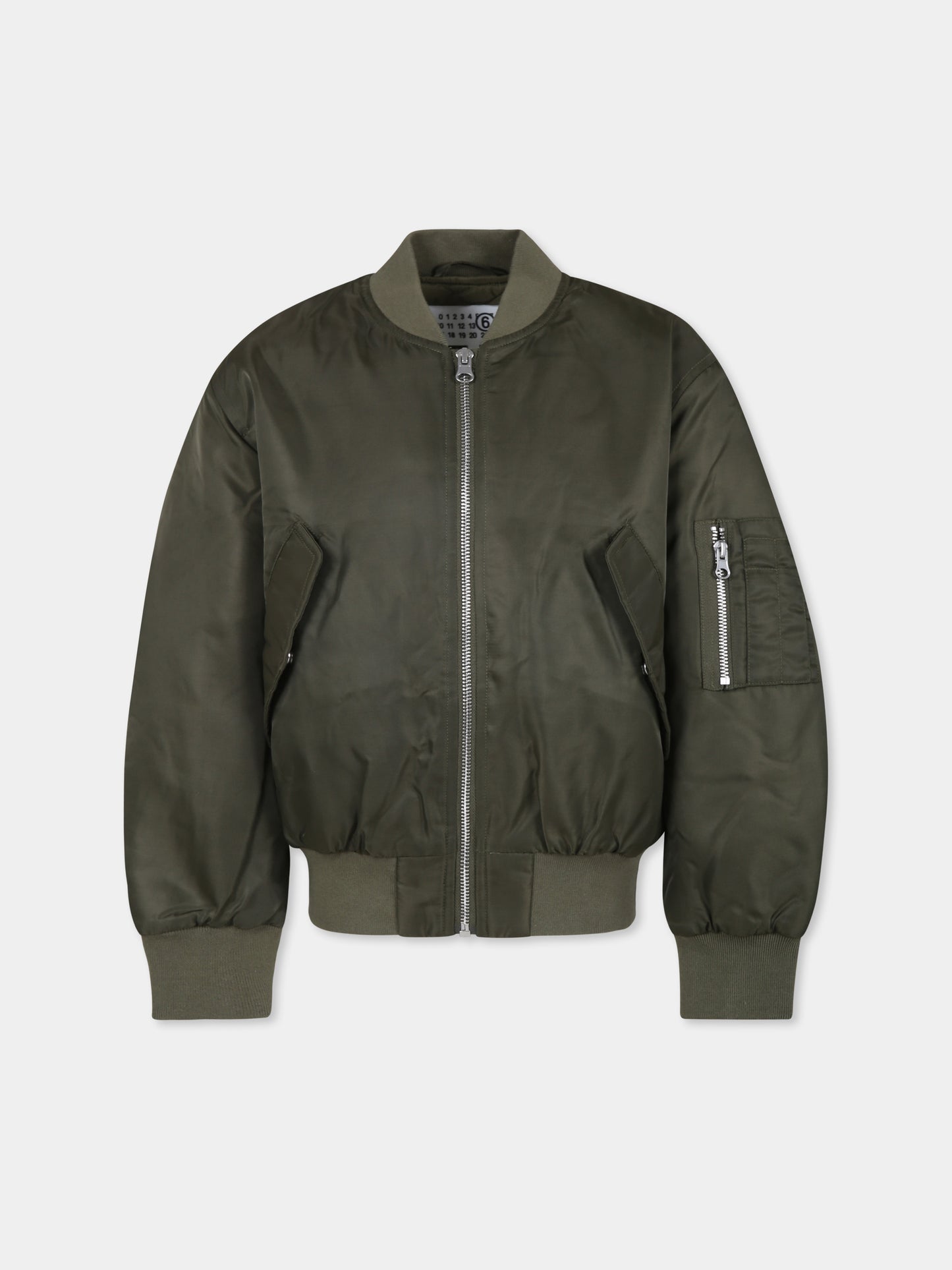 Bomber verde per bambini con logo,Mm6 Maison Margiela,M60612 MM03B MM6J81U M6512