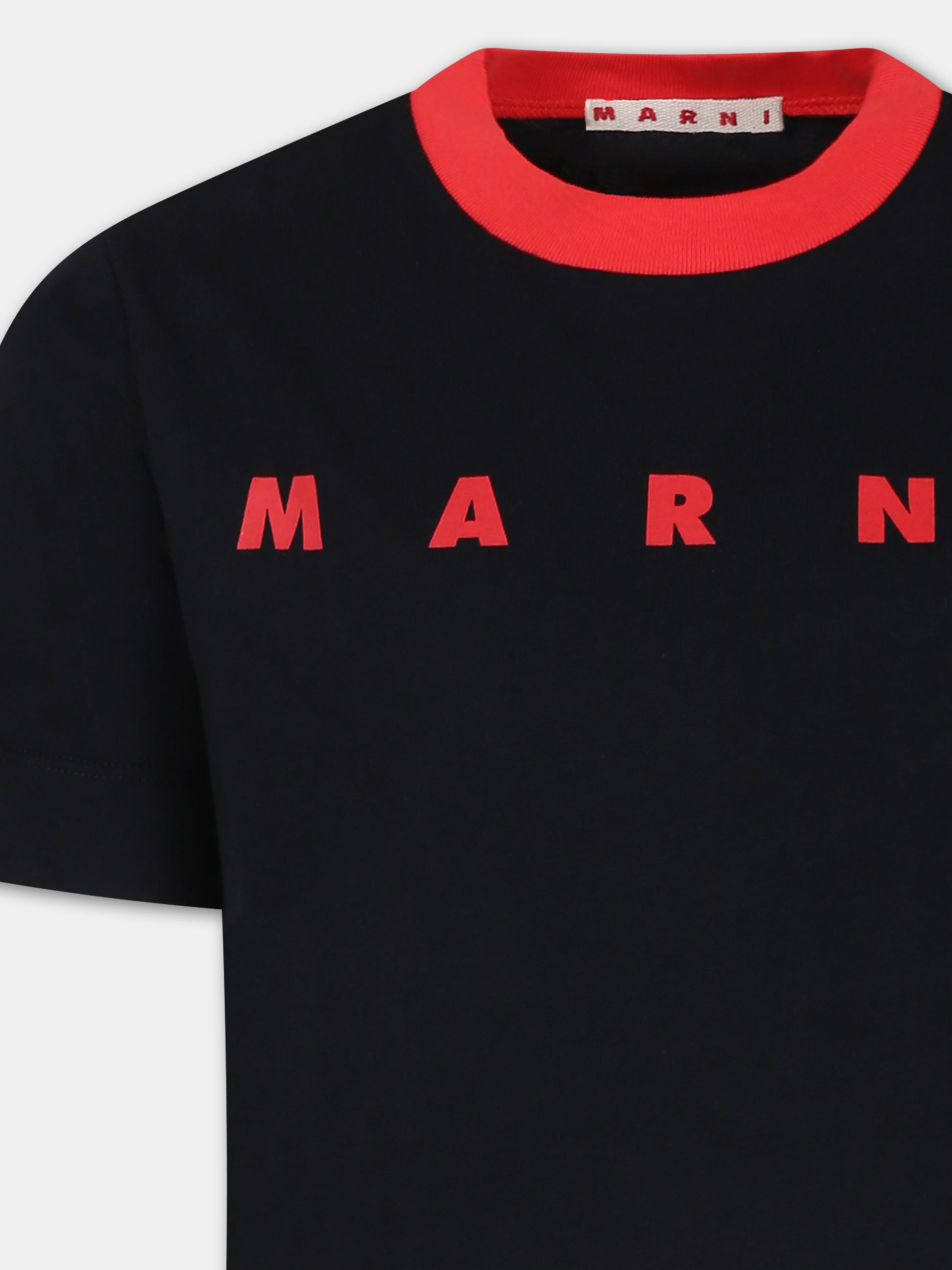 T-shirt nera per bambini con logo,Marni Kids,M01228 M00L9 MT178U 0M900