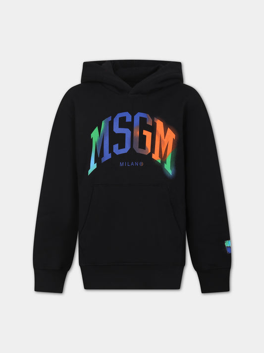 Felpa nera per bambina con logo multicolor,Msgm Kids,F3MSJBHS109 110