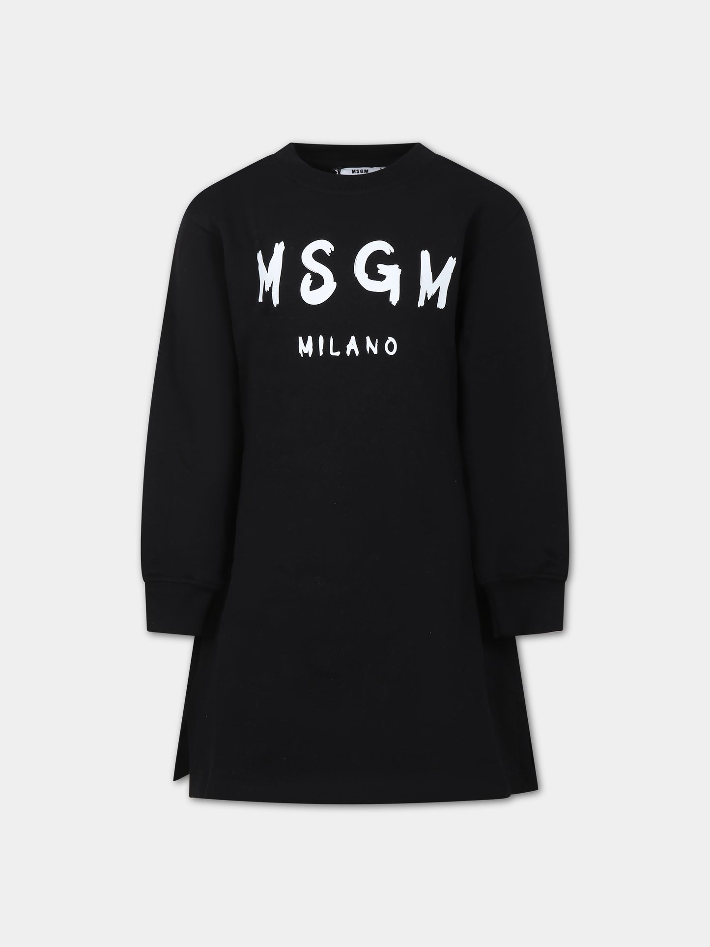 Vestito nero per bambina con logo,Msgm Kids,F3MSJGDR031 110