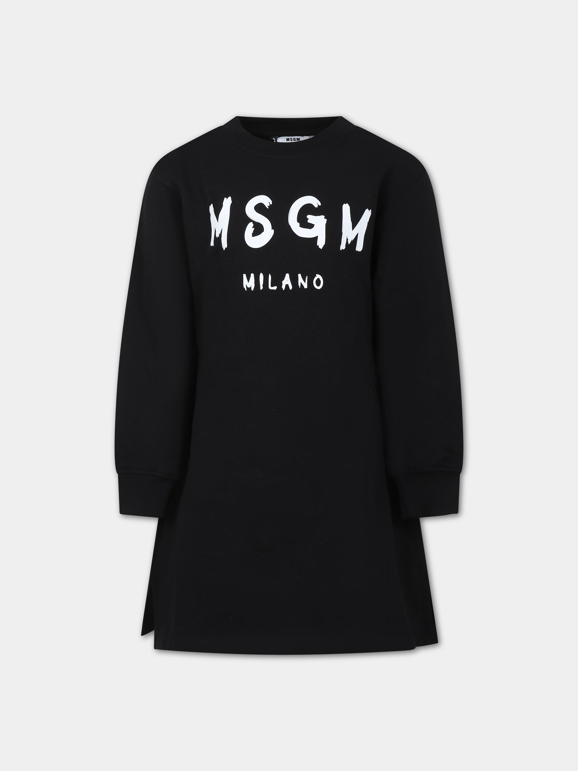 Vestito nero per bambina con logo,Msgm Kids,F3MSJGDR031 110