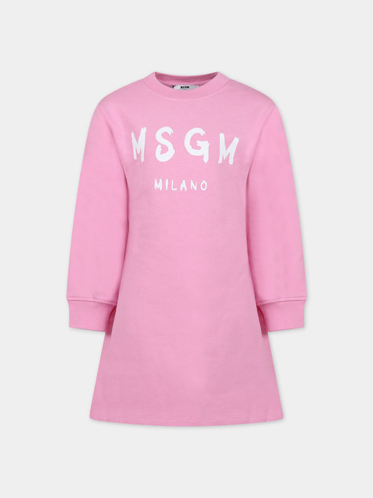 Vestito rosa per bambina con logo,Msgm Kids,F3MSJGDR031 042