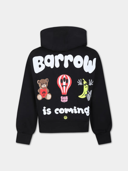 Felpa nera per bambina con logo e mongolfiera,Barrow,F3BKJGHS074 110