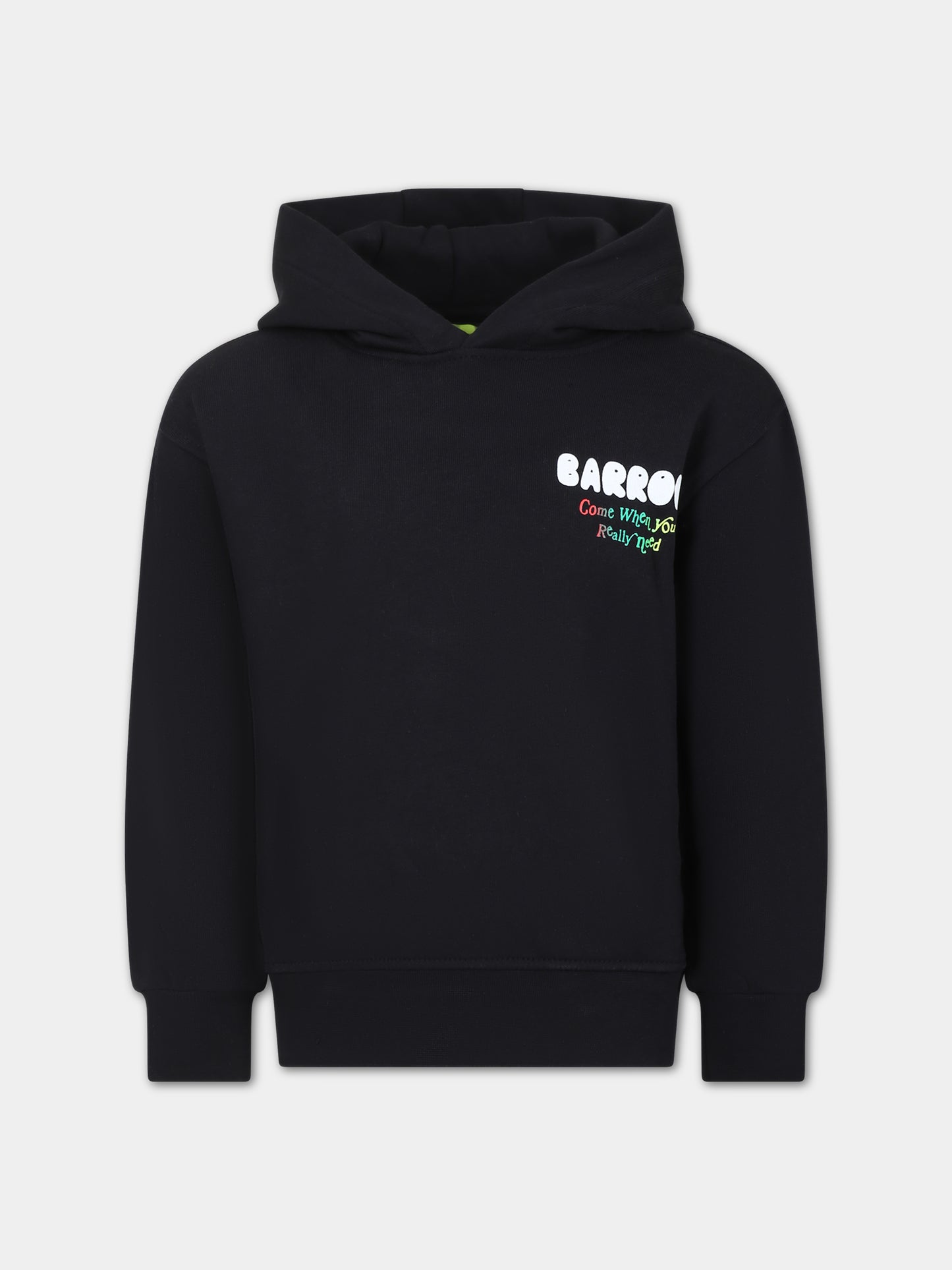 Felpa nera per bambini con logo e stampa,Barrow,F3BKJUHS014 110