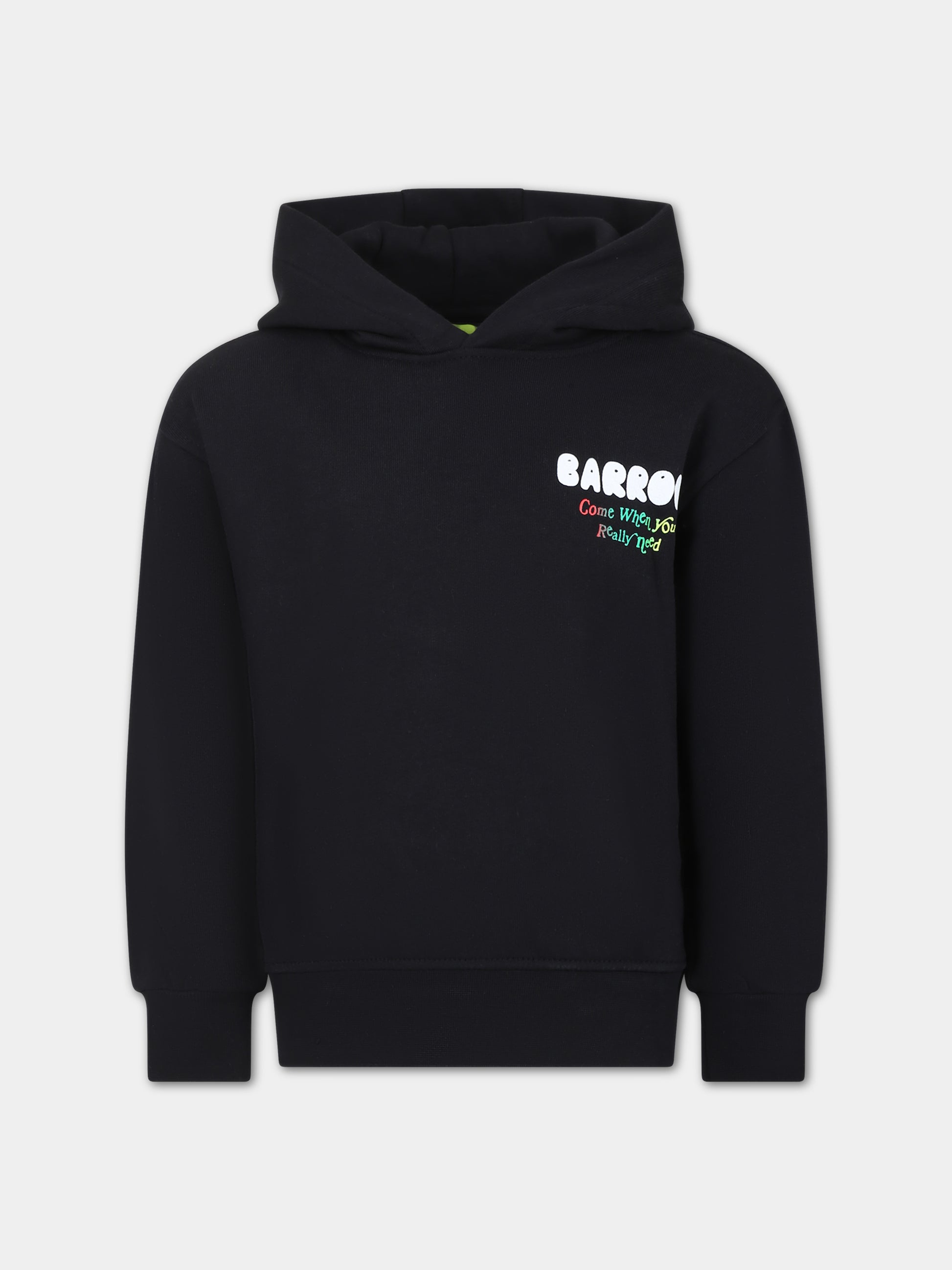 Felpa nera per bambini con logo e stampa,Barrow,F3BKJUHS014 110