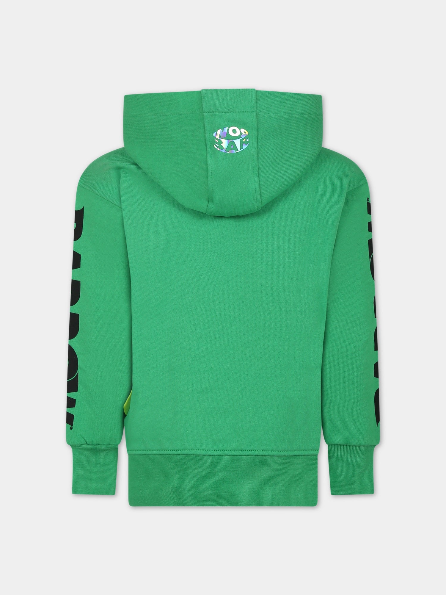 Felpa verde per bambini con logo,Barrow,F3BKJUHS093 BW012