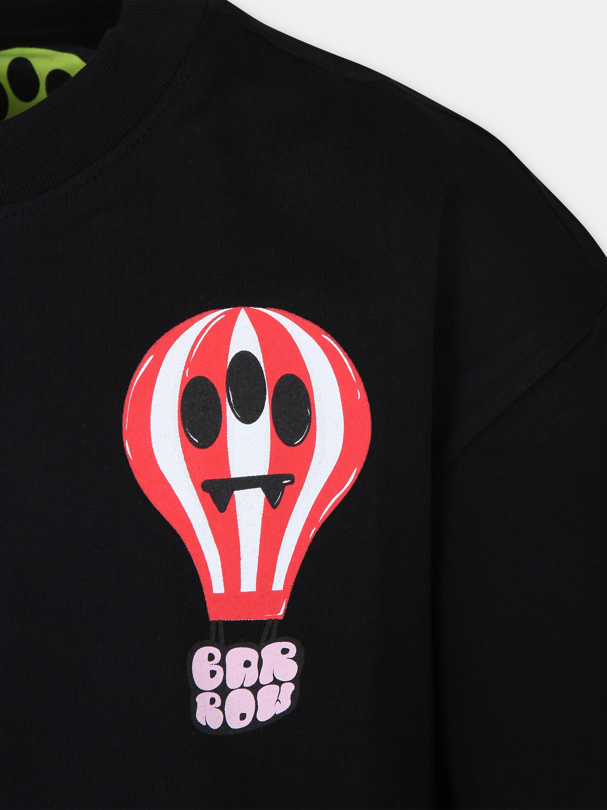 T-shirt nera per bambina con stampa multicolor,Barrow,F3BKJGTH078 110