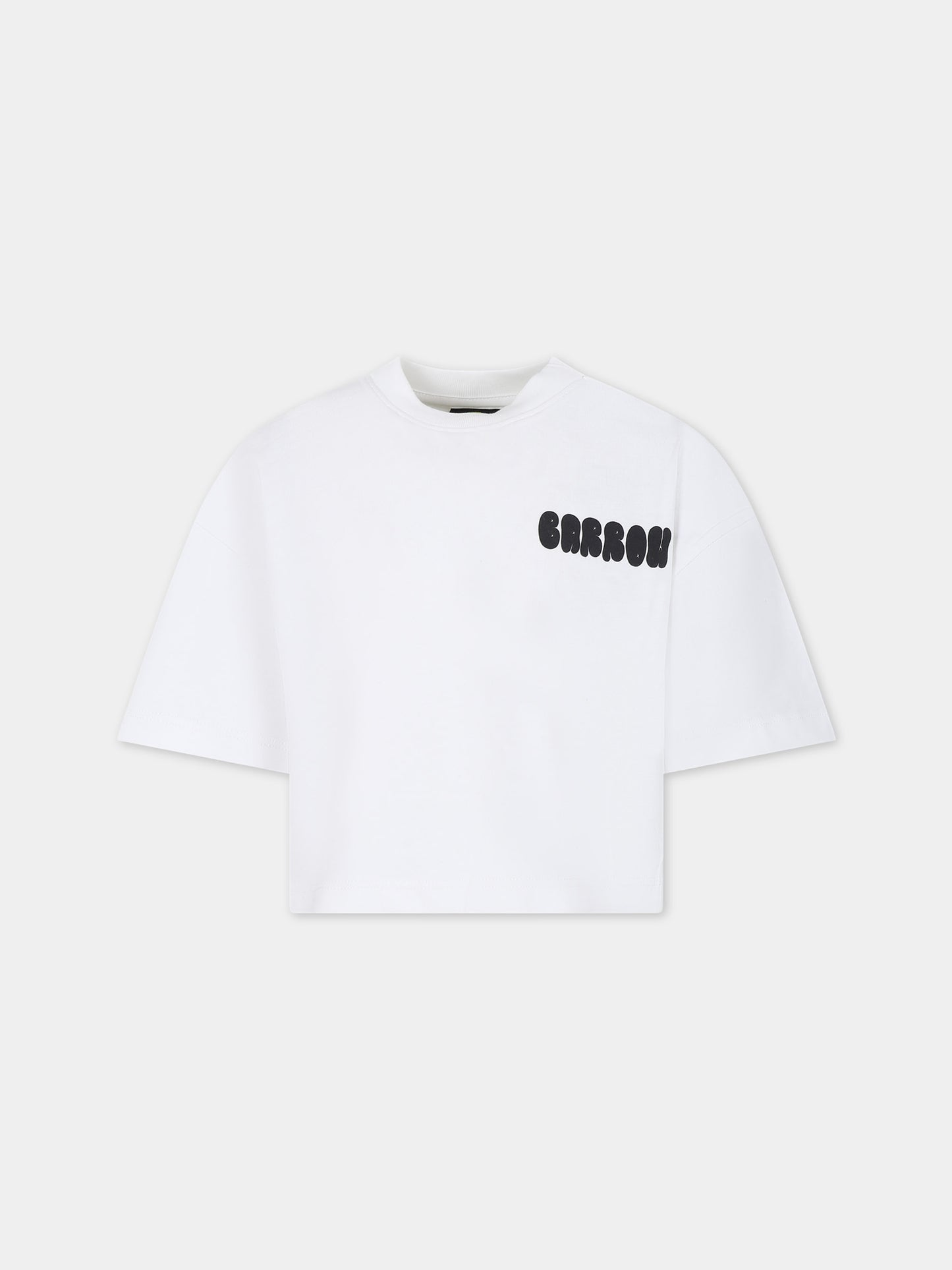 T-shirt bianca per bambina con logo e smile,Barrow,F3BKJGTH079 002