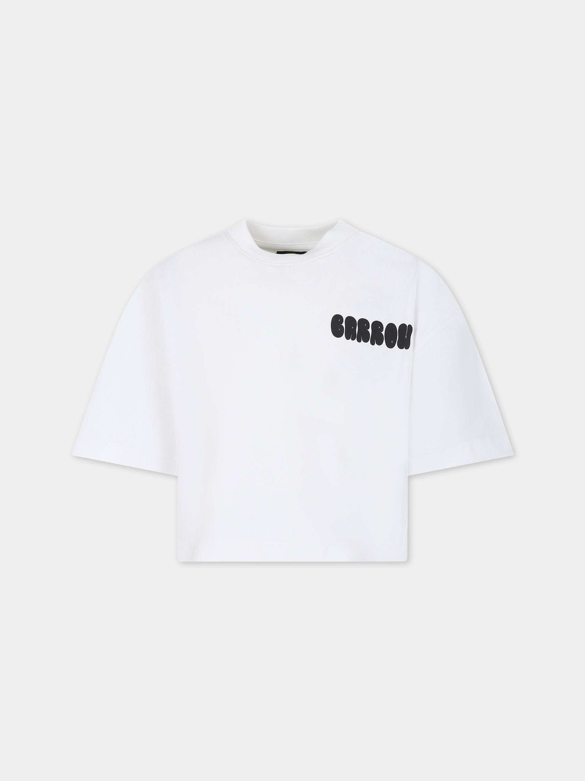 T-shirt bianca per bambina con logo e smile,Barrow,F3BKJGTH079 002