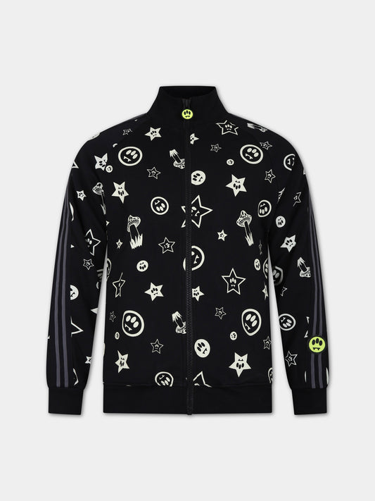 Felpa nera per bambini con logo e smile,Barrow,F3BKJUJK067 110