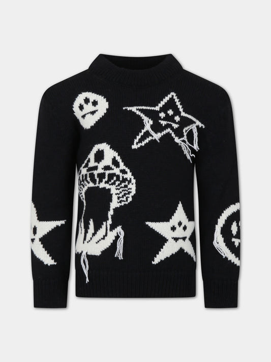 Maglione nero per bambini con smile,Barrow,F3BKJUJP069 110