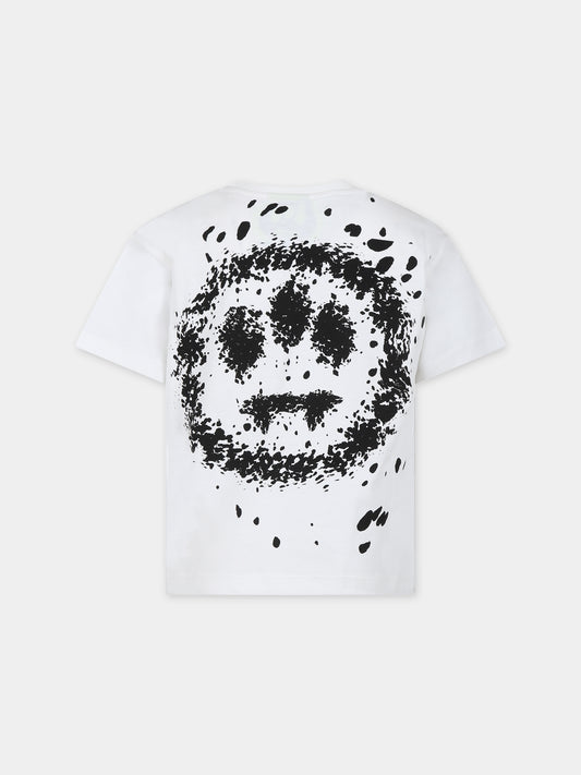 T-shirt bianca per bambini con logo e smile,Barrow,F3BKJUTH041 002