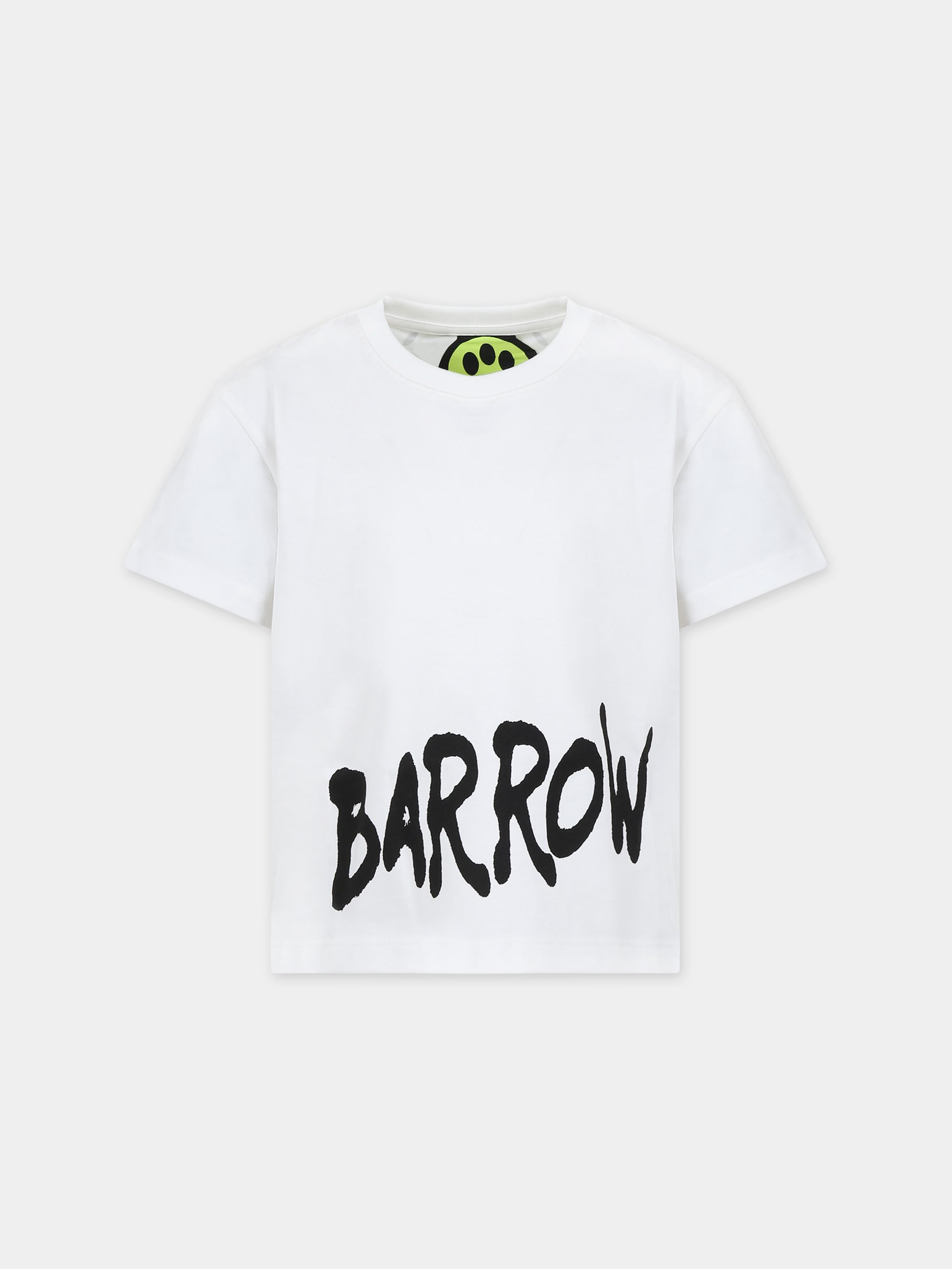 T-shirt bianca per bambini con logo e smile,Barrow,F3BKJUTH041 002