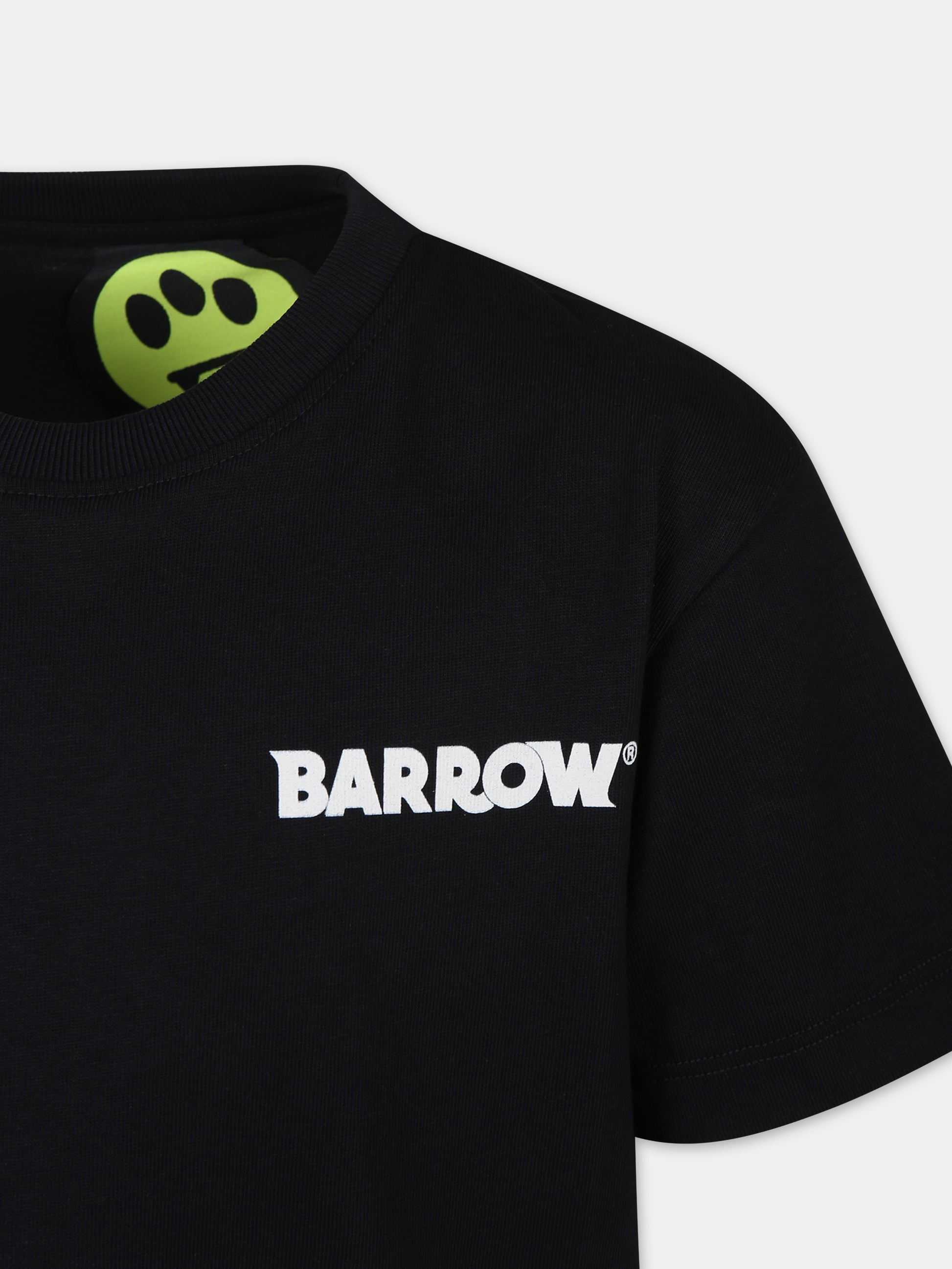 T-shirt nera per  bambini con logo,Barrow,F3BKJUTH081 110