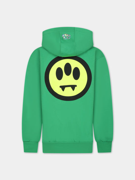 Felpa verde per bambini con logo e smile,Barrow,F3BKJUZH092 BW012