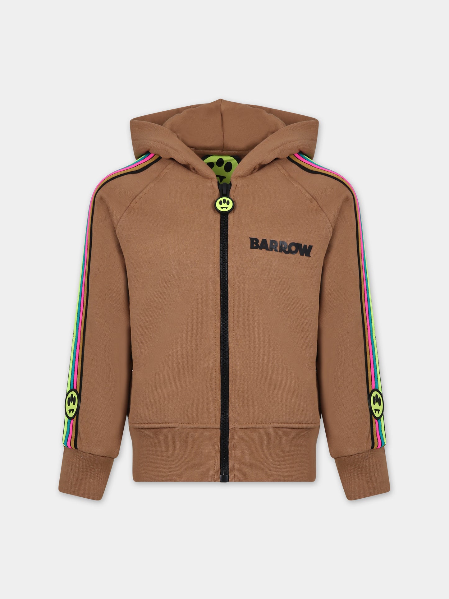 Felpa marrone per bambini con logo,Barrow,F3BKJUZH099 924