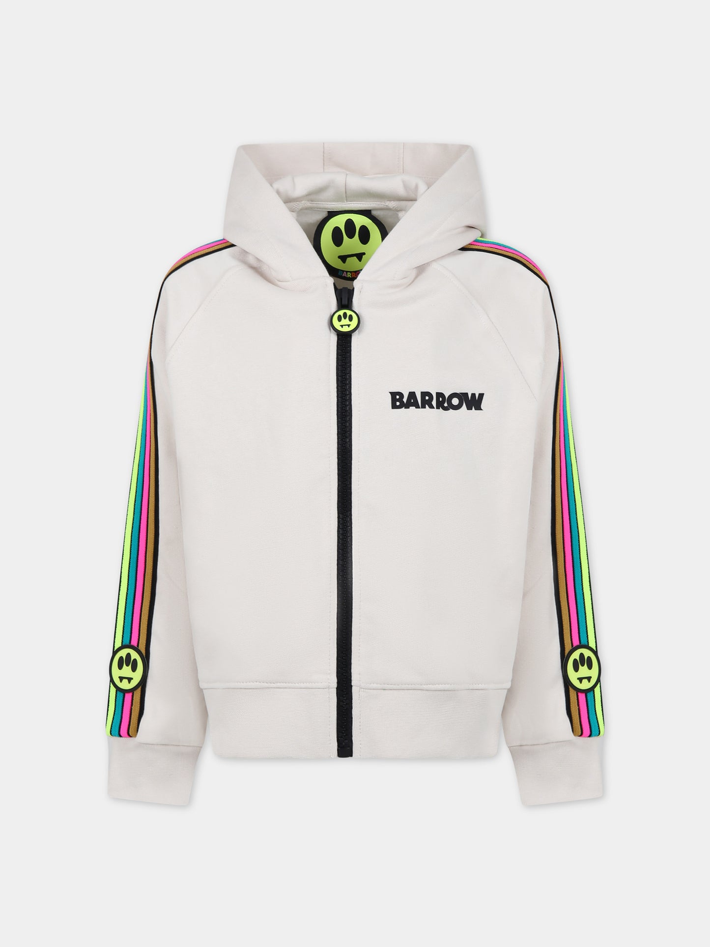 Felpa avorio per bambini con logo e smile,Barrow,F3BKJUZH099 BW009