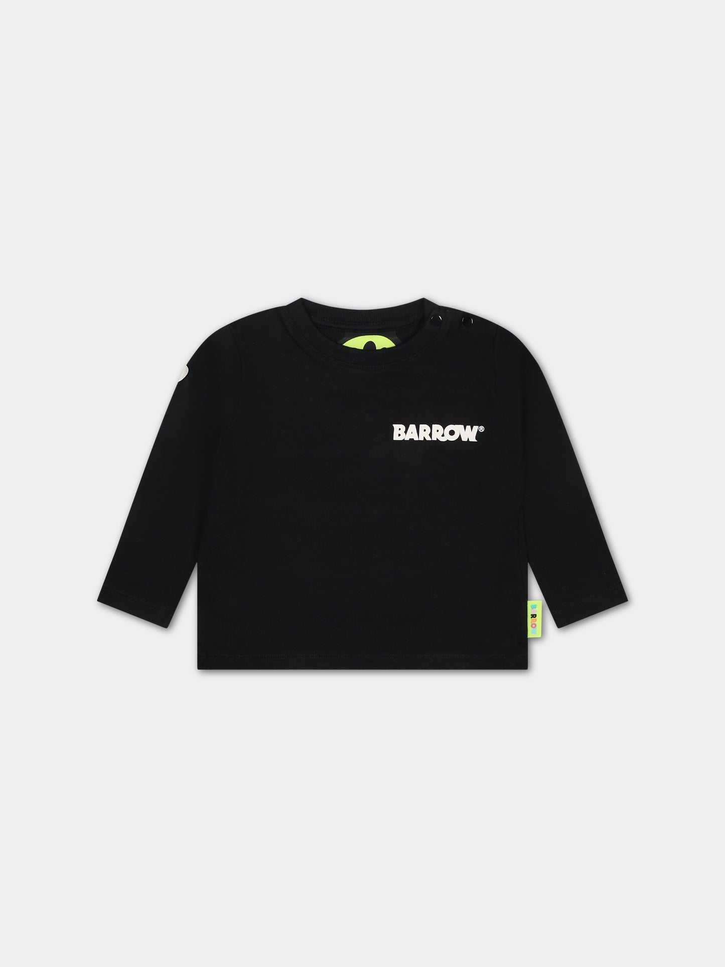 T-shirt nera per neonati con logo,Barrow,F3BKNGTH115 110