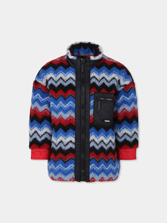 Ecopelliccia nera per bambini con motivo chevron,Missoni,MV2P67 H0056 998