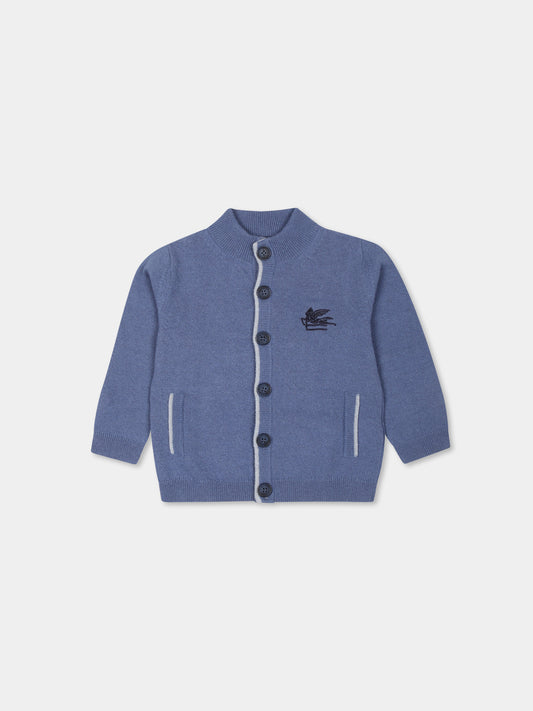 Cardigan blu per neonato con Pegaso,Etro,GV9510 Z2498 688