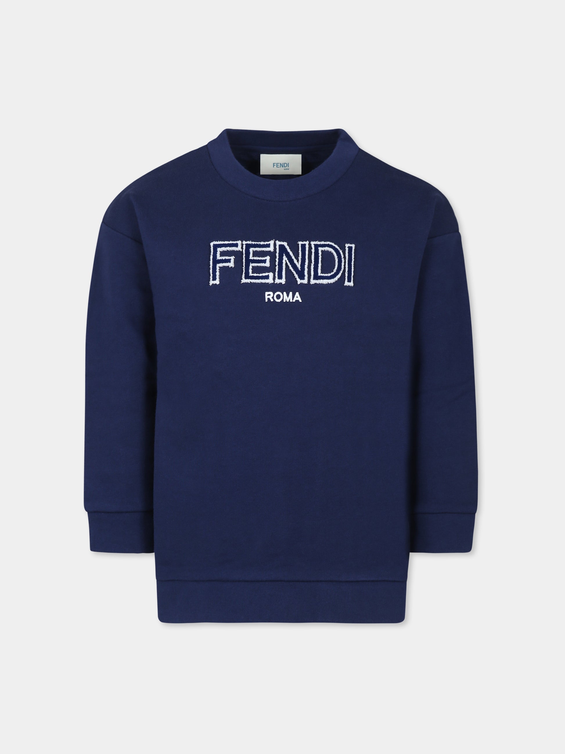 Felpa blu per bambini con logo Fendi,Fendi Kids,JUH077 5V0 F1I11