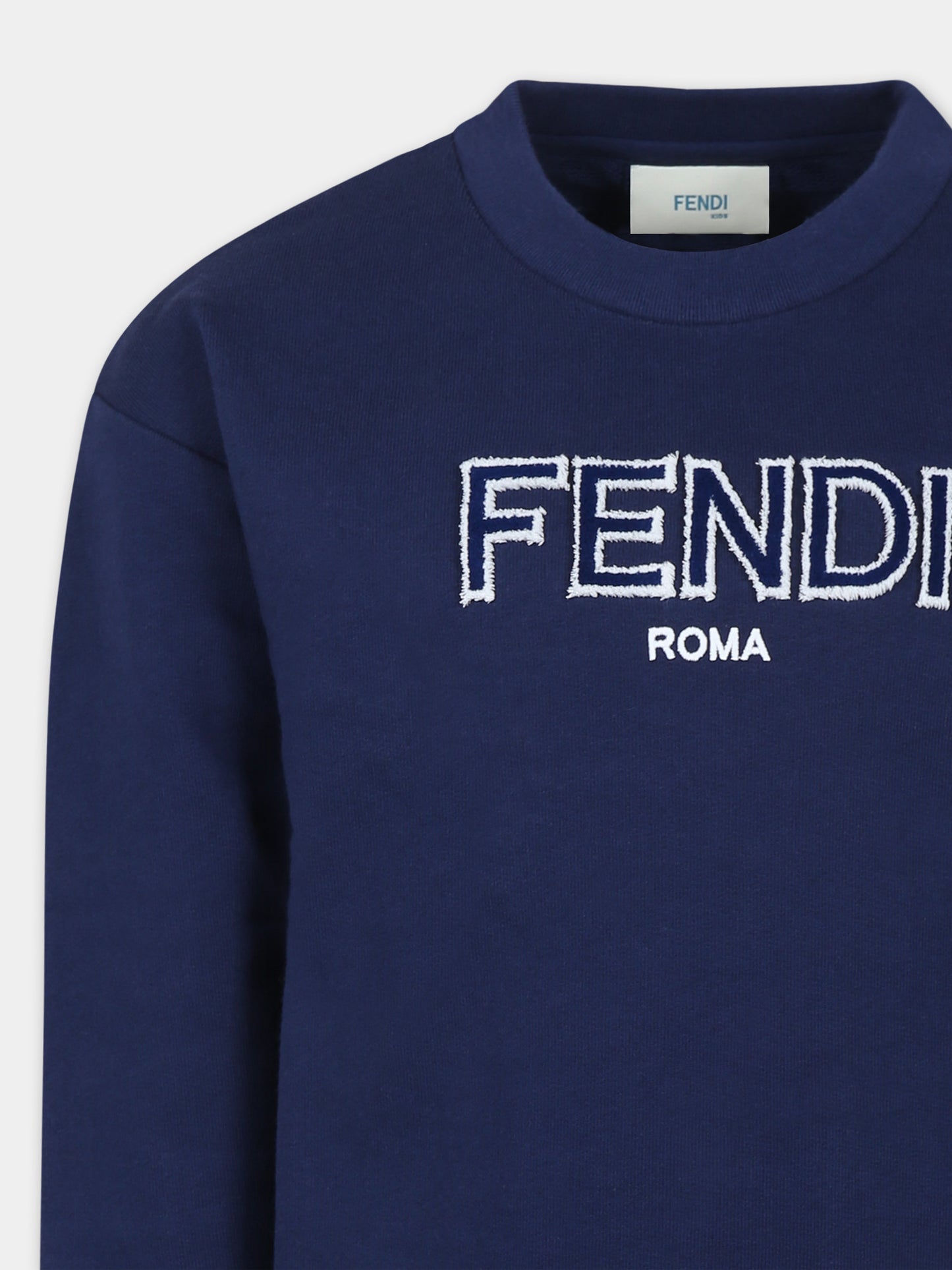 Felpa blu per bambini con logo Fendi,Fendi Kids,JUH077 5V0 F1I11