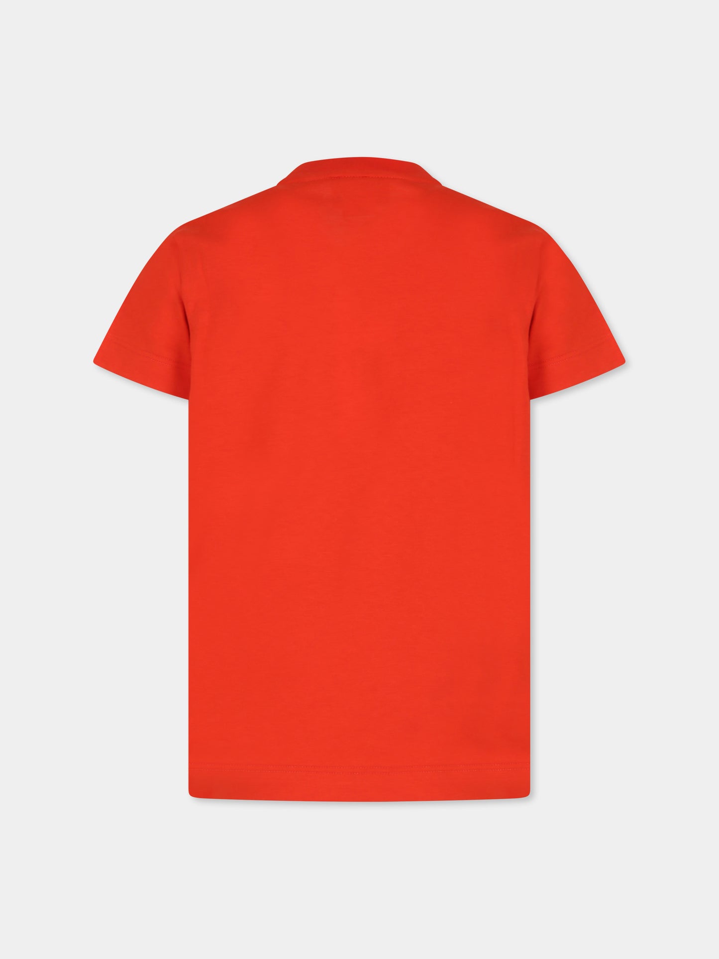 T-shirt rossa per bambini con logo,Fendi Kids,JUI164 7AJ F0XDC
