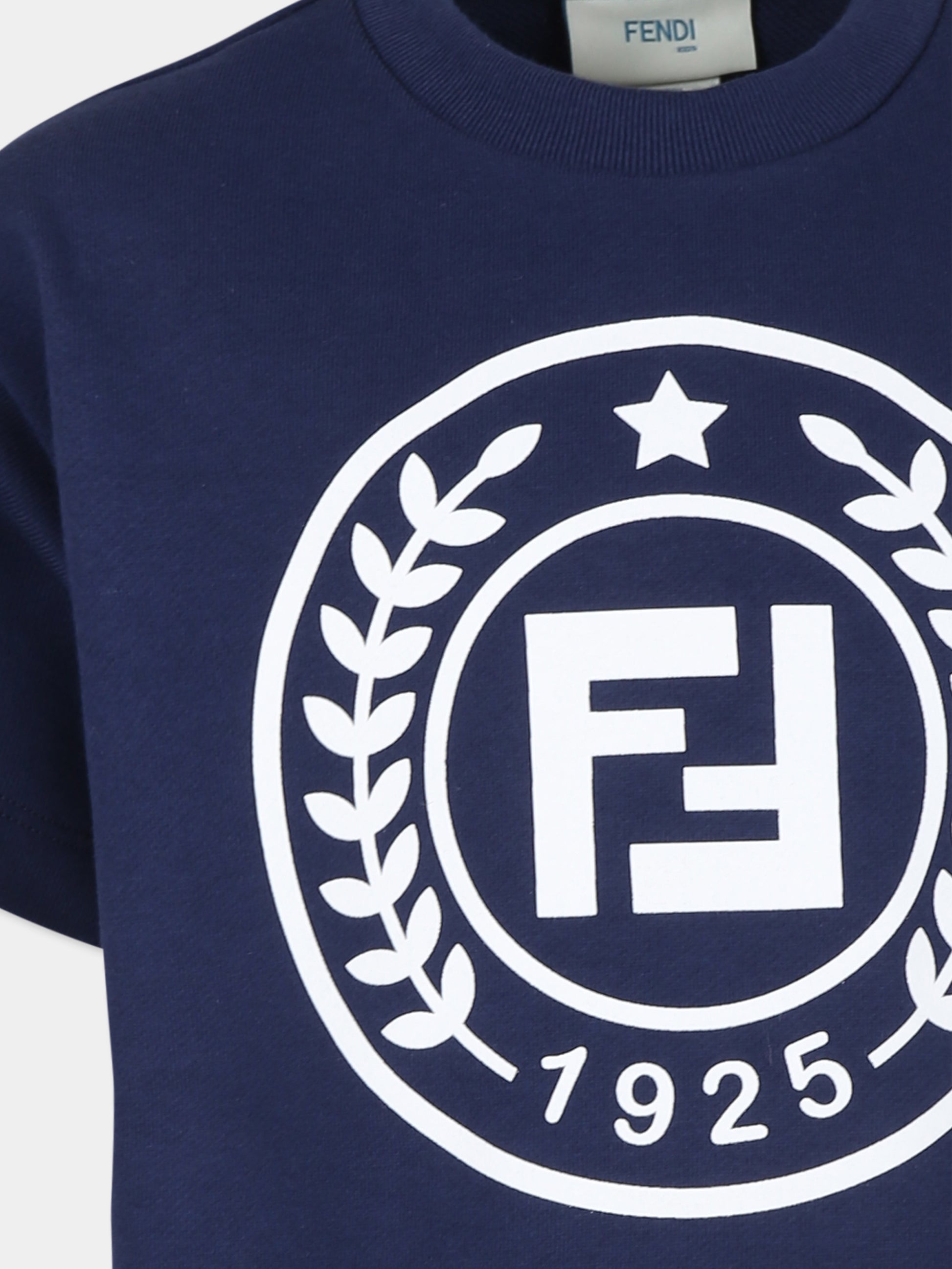 Felpa blu per bambino con logo,Fendi Kids,JUI167 5V0 F1I11