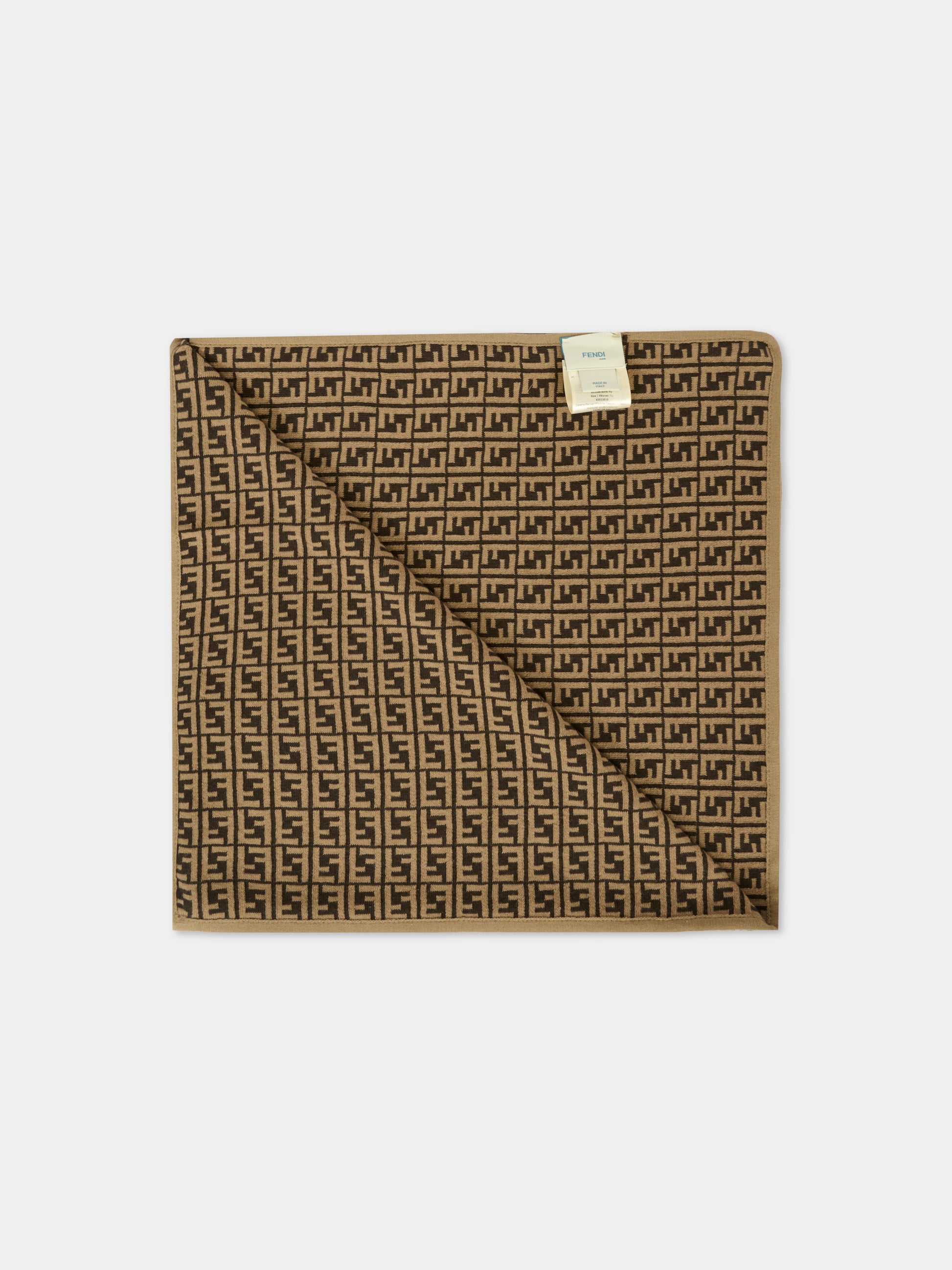 Coperta marrone per neonati con FF,Fendi Kids,BUJ166 A3TE F0LMJ