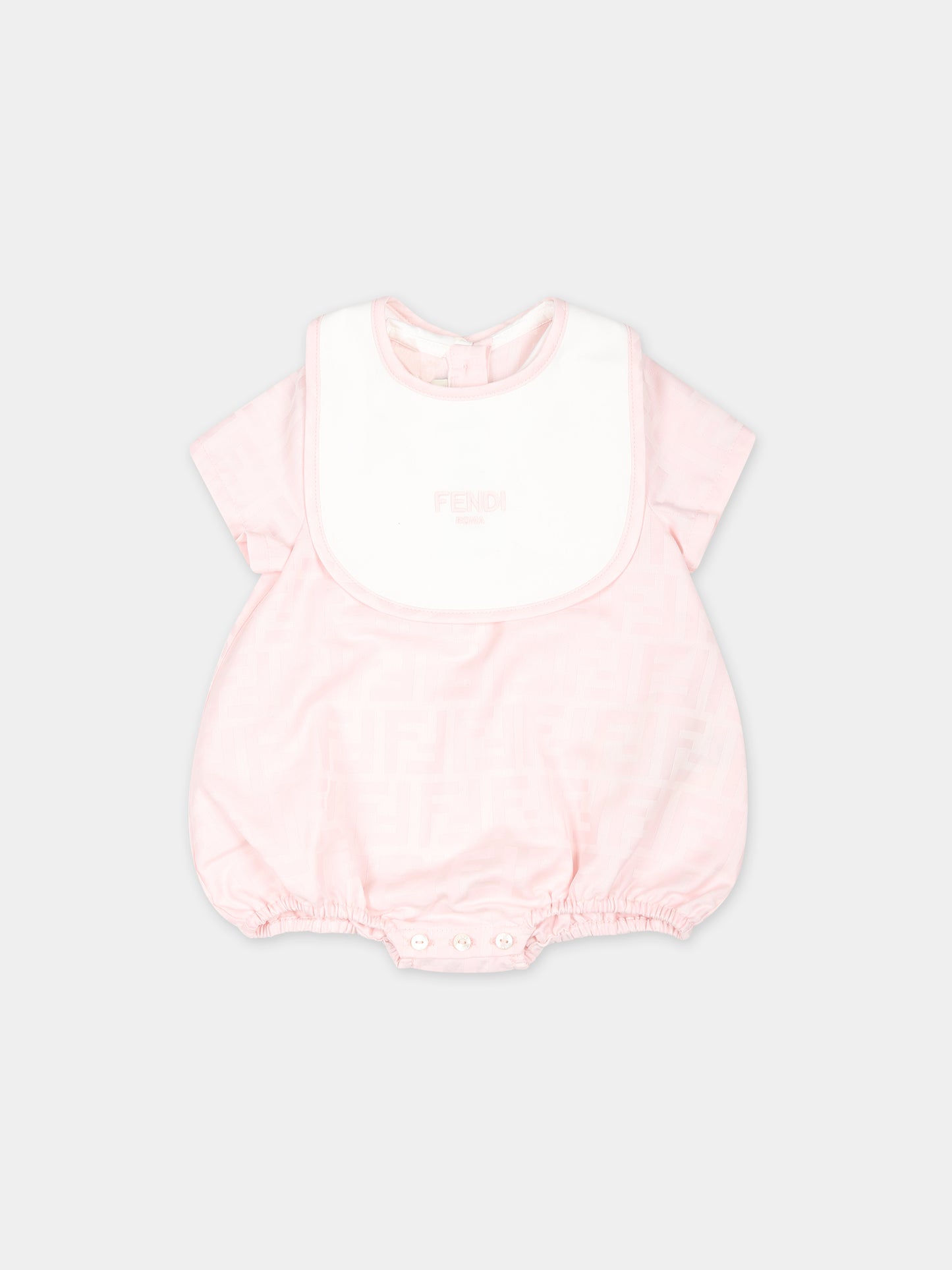 Set pagliaccetto rosa per neonata con doppia F,Fendi Kids,BUL074 ARSY F0C11