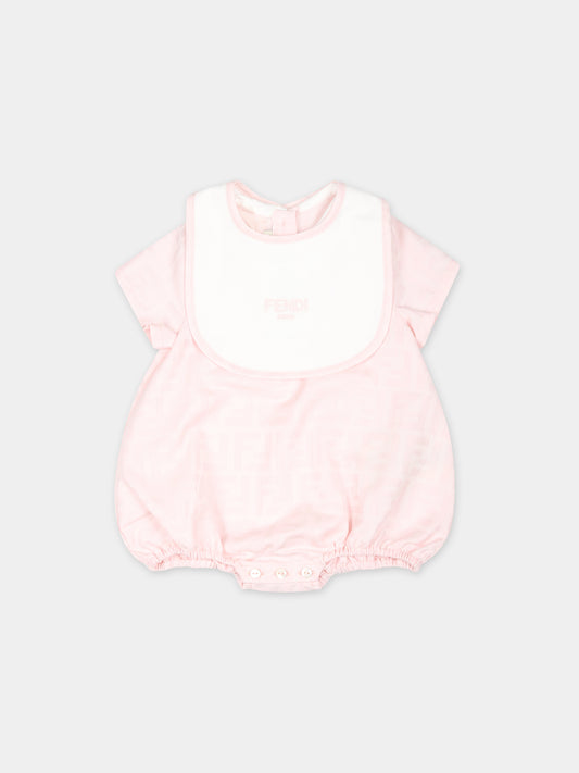 Set pagliaccetto rosa per neonata con doppia F,Fendi Kids,BUL074 ARSY F0C11