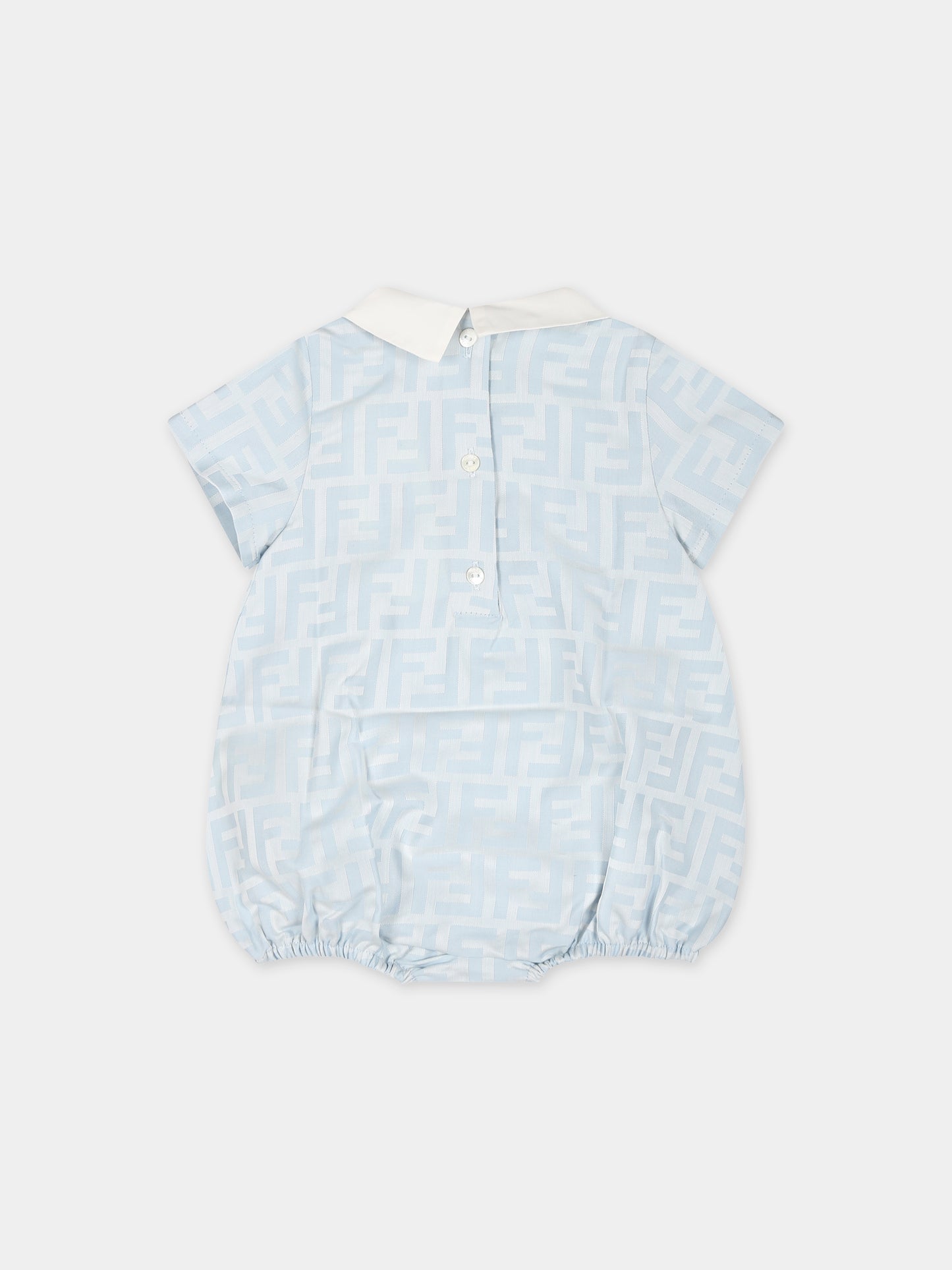 Set pagliaccetto celeste per neonato con doppia F,Fendi Kids,BUL074 ARSY F19J4