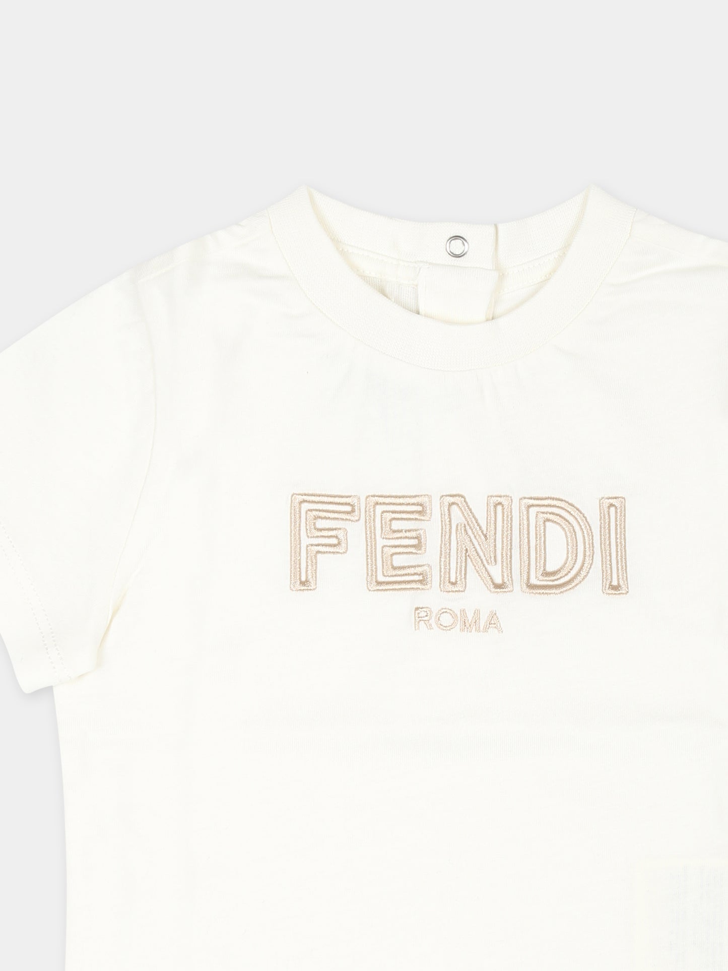 T-shirt bianca per neonati con logo Fendi,Fendi Kids,BUI081 7AJ F1PCP