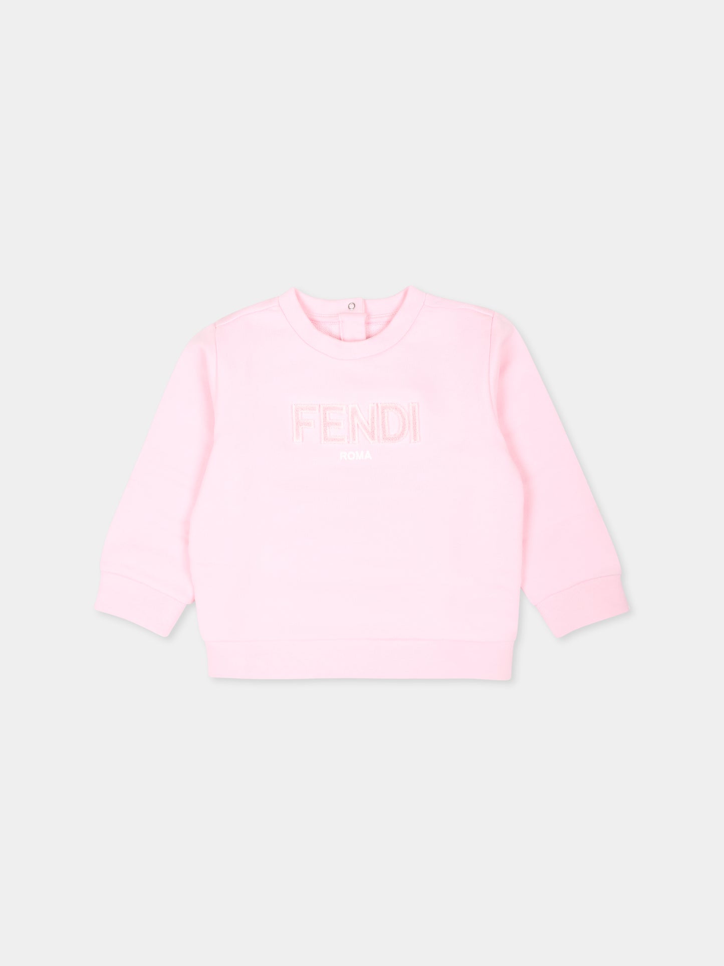 Felpa rosa per neonata con logo,Fendi Kids,BUH071 5V0 F0QE5