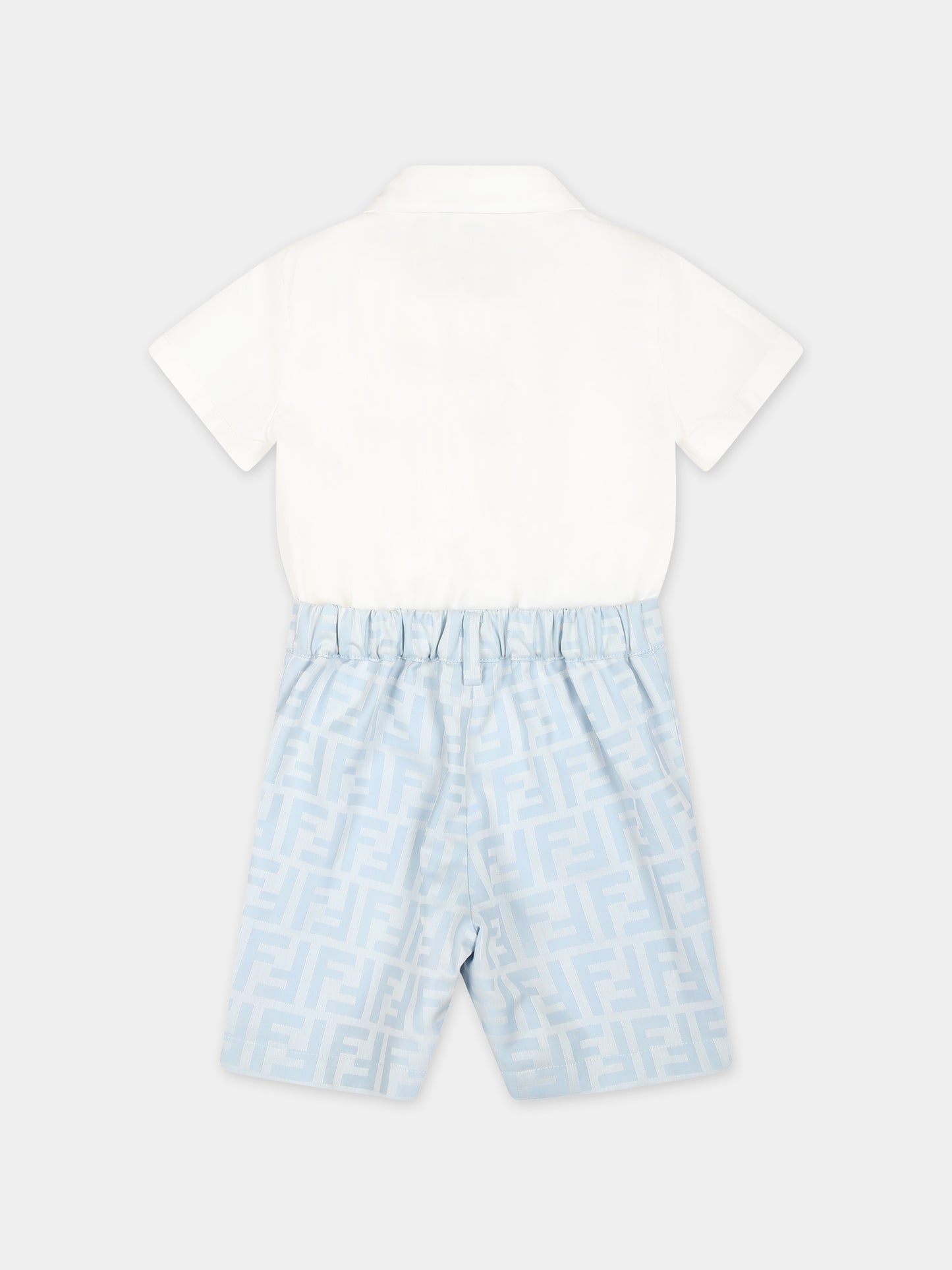 Completo celeste per neonato con doppia F,Fendi Kids,BML149 ARSY F19J4