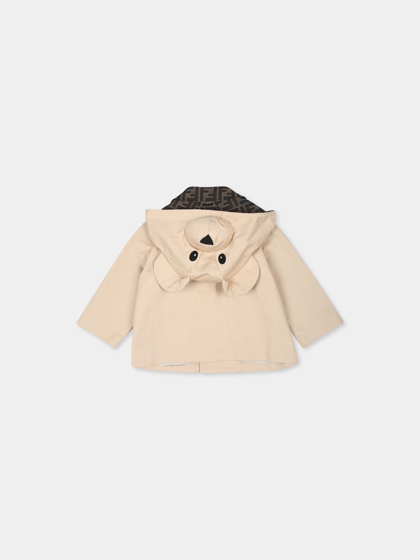 Trench beige per neonati con Teddy Bear,Fendi Kids,BUA090 ART2 F1P2P