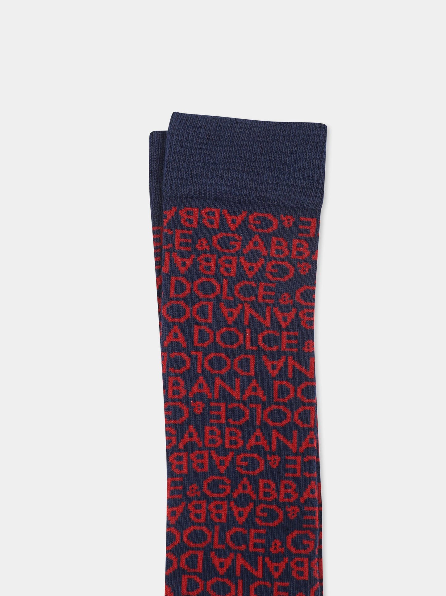 Calze blu per bambini con logo,Dolce & Gabbana Kids,LBKAE7 JBCDO S9000
